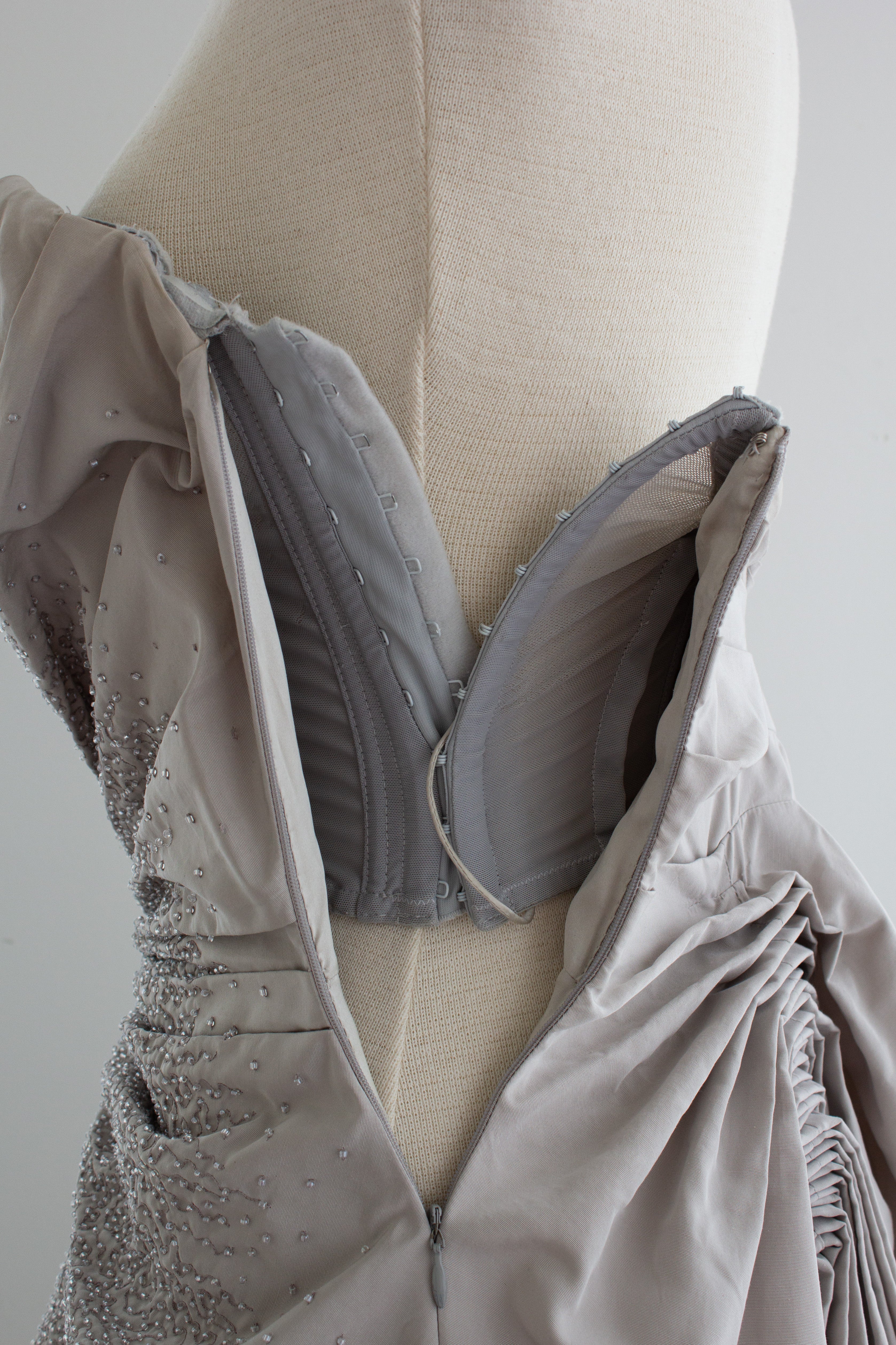 Christian Dior by John Galliano F/W 2007 Gray Embellished Draped Evening Gown
