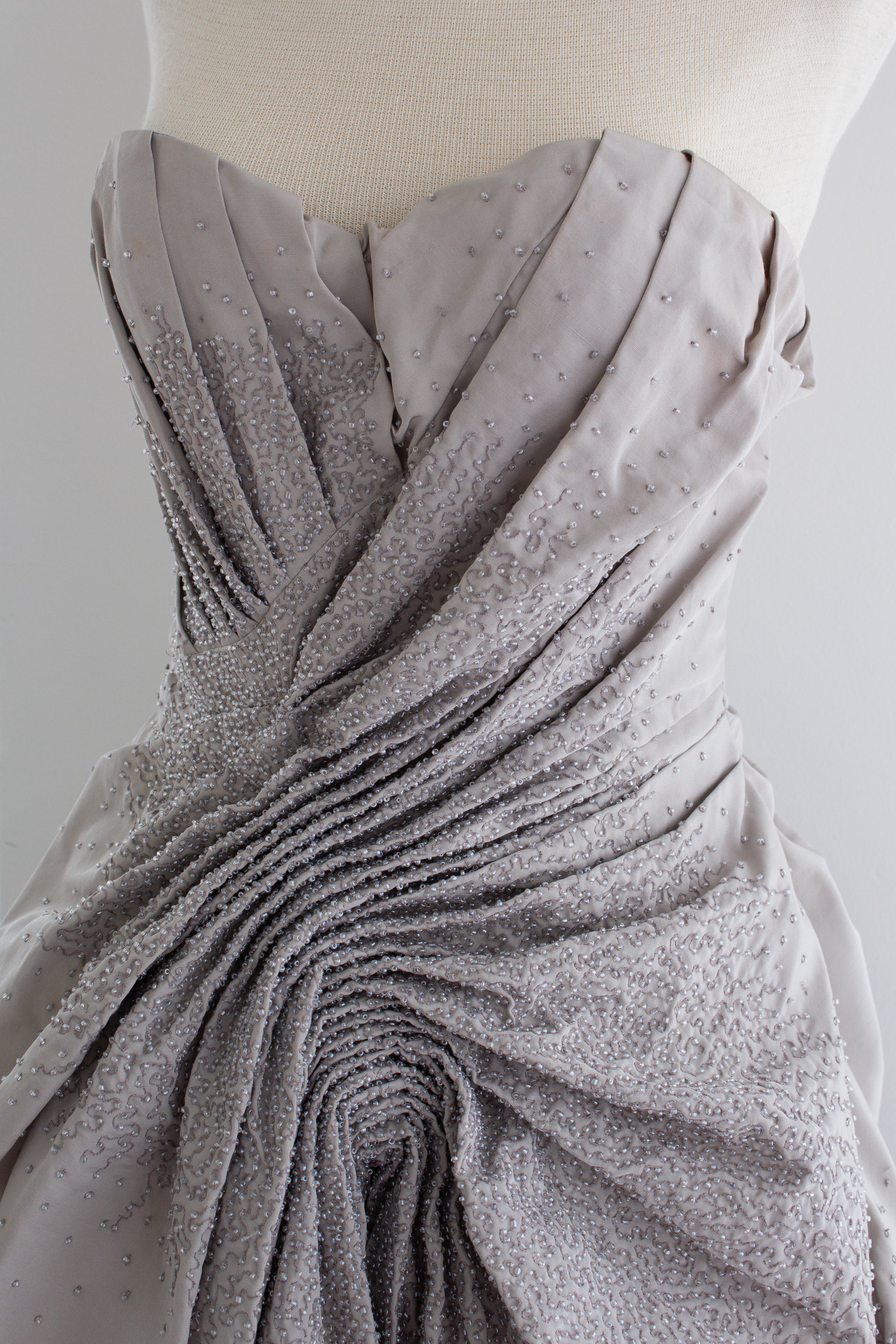Christian Dior by John Galliano F/W 2007 Gray Embellished Draped Evening Gown