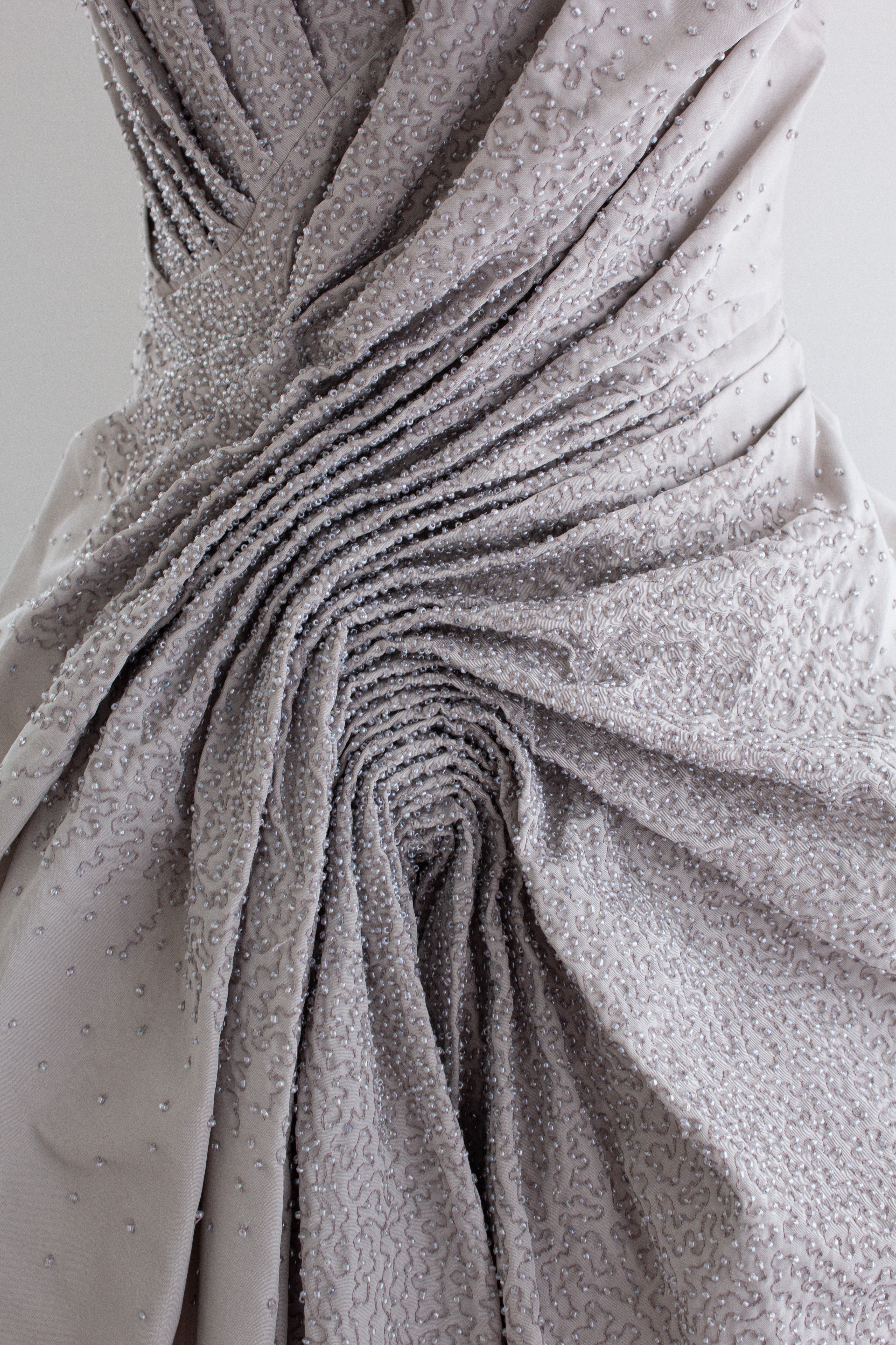 Christian Dior by John Galliano F/W 2007 Gray Embellished Draped Evening Gown