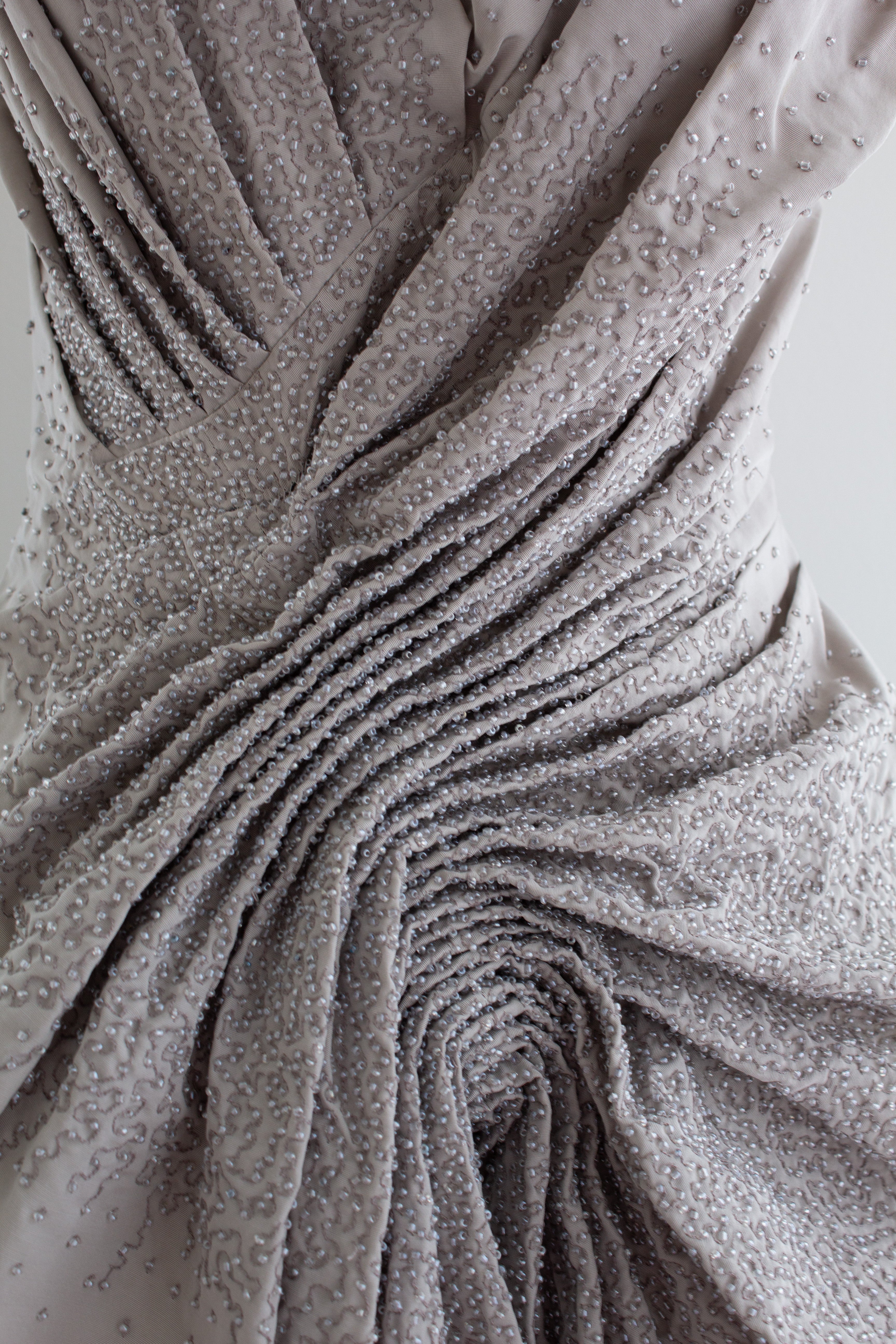 Christian Dior by John Galliano F/W 2007 Gray Embellished Draped Evening Gown