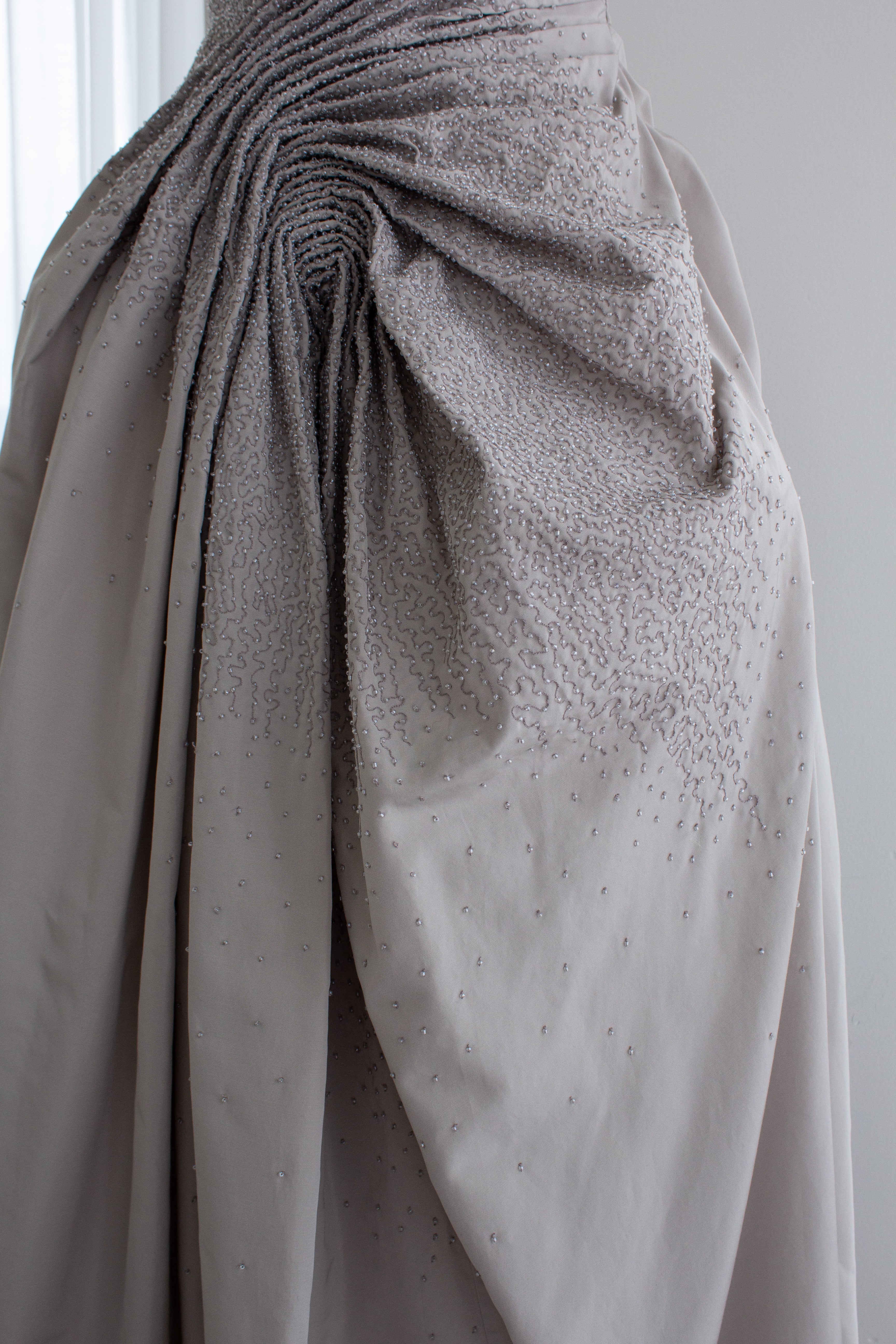 Christian Dior by John Galliano F/W 2007 Gray Embellished Draped Evening Gown