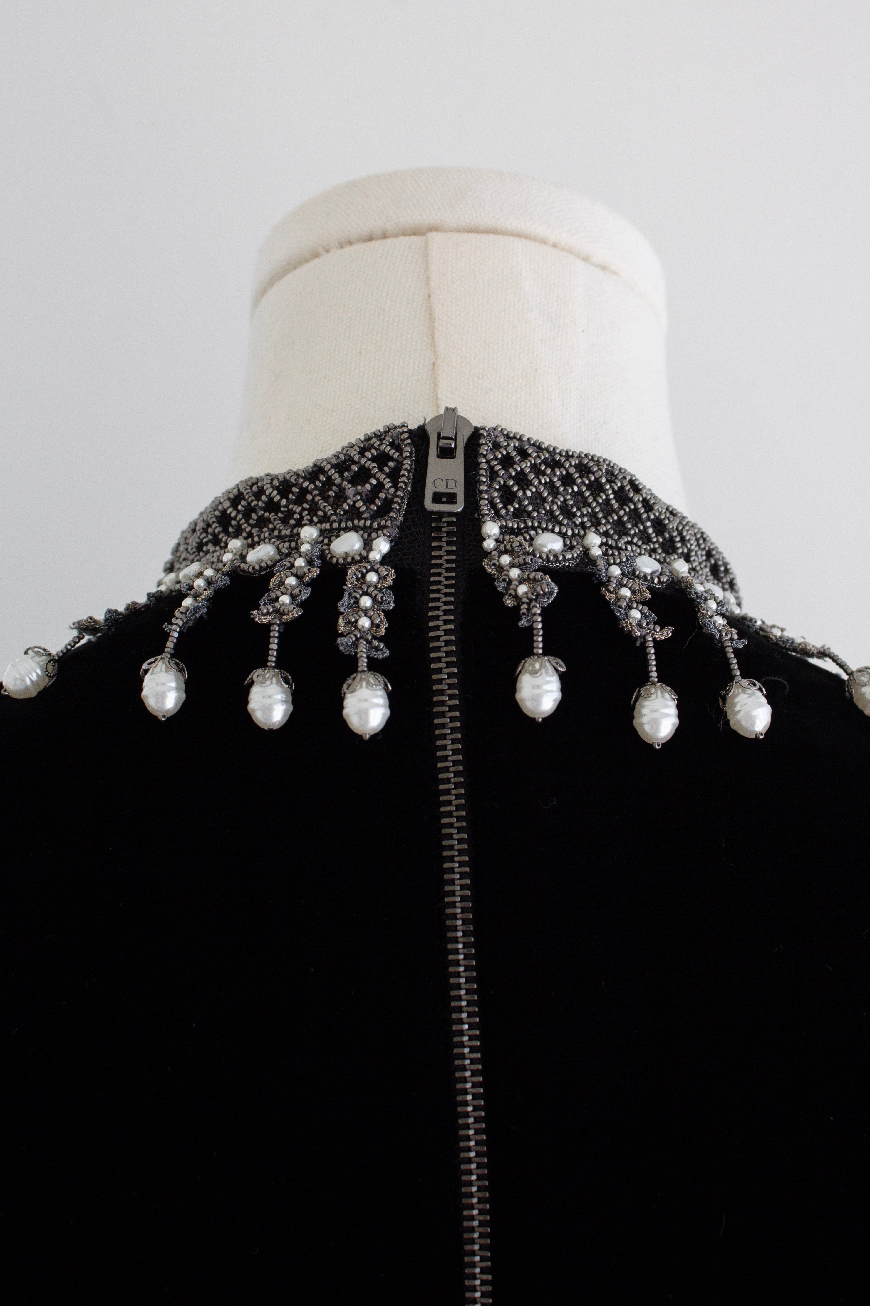 Christian Dior Cruise 2025 Scotland Embellished-Collar Velvet Gown