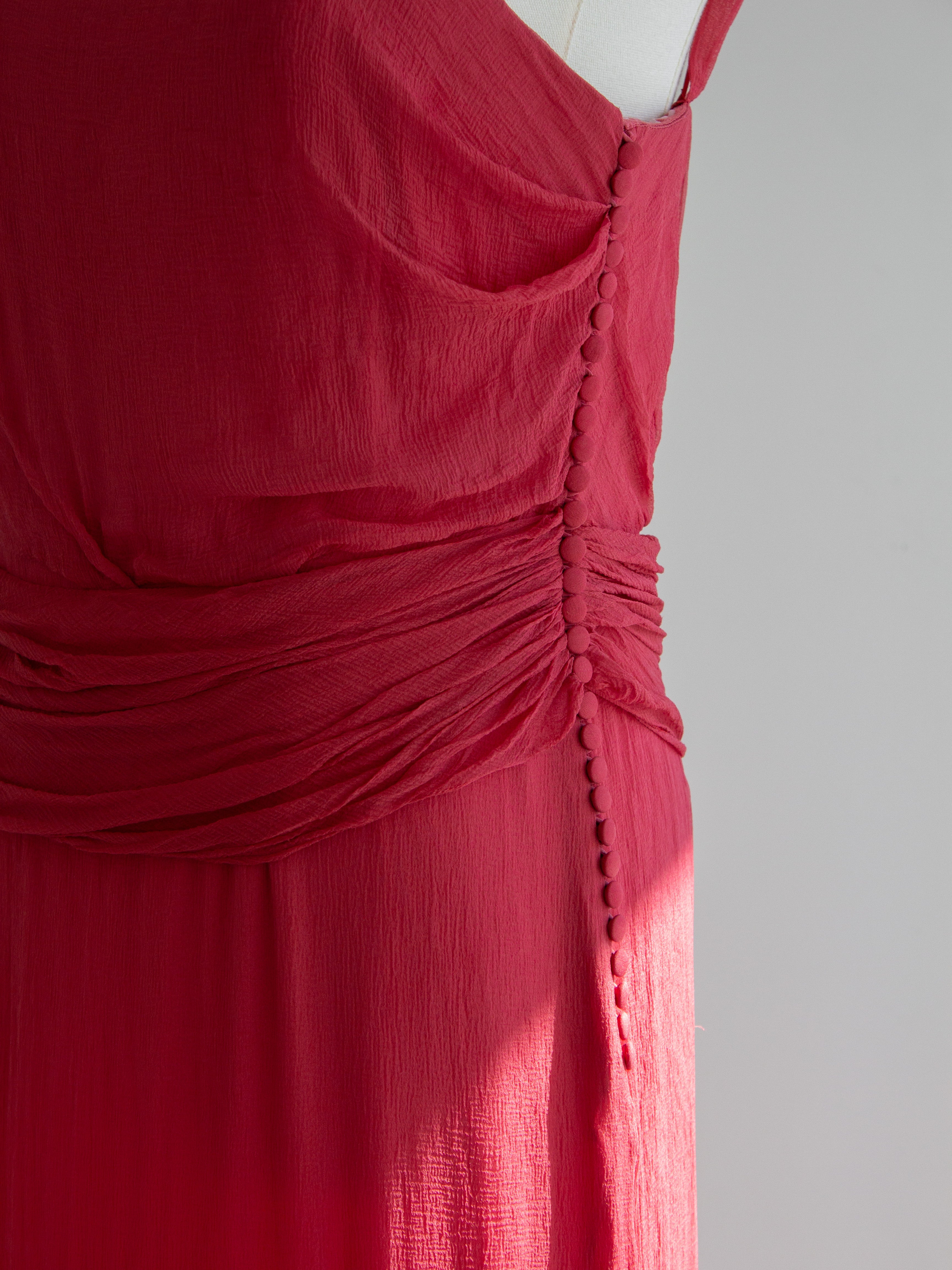 Christian Dior By John Galliano 2000s Watermelon Pink Ruched Silk Dress