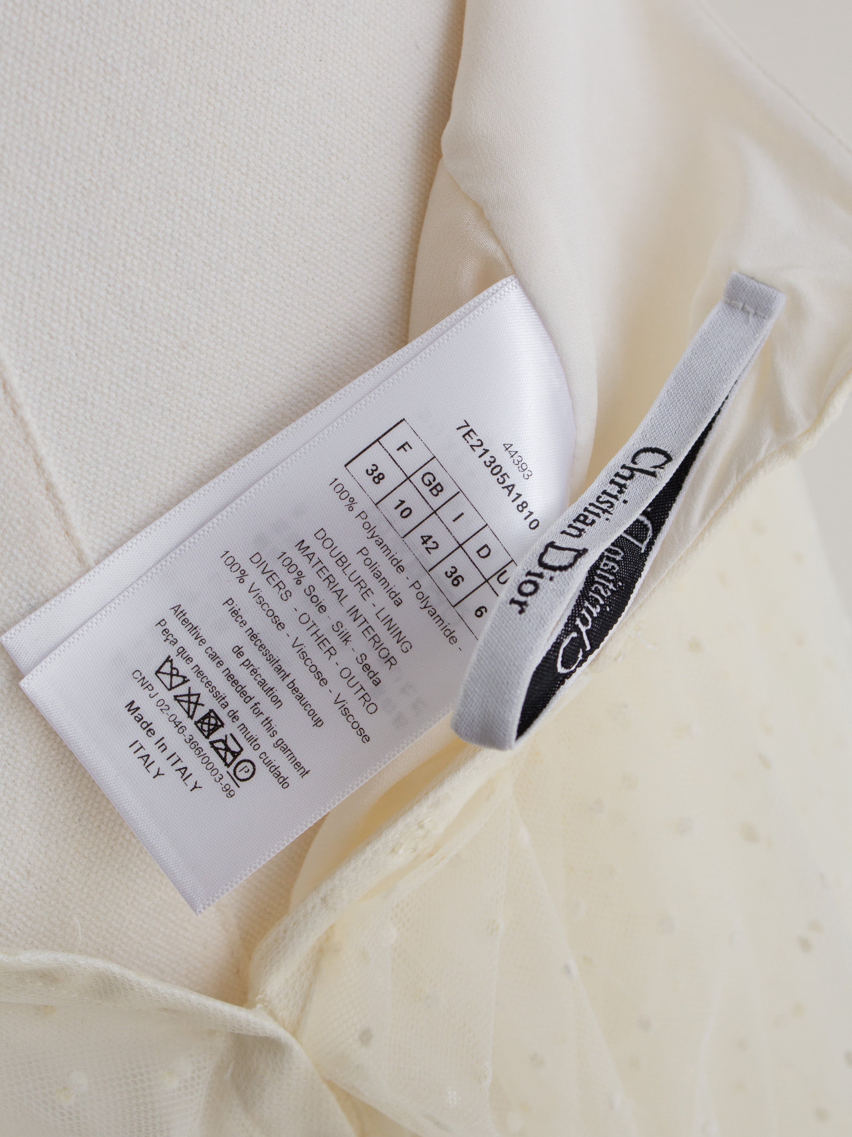 Dior 30 Montaigne Bar Jacket Off-White Ecru Plumetis Tulle Skirt Set