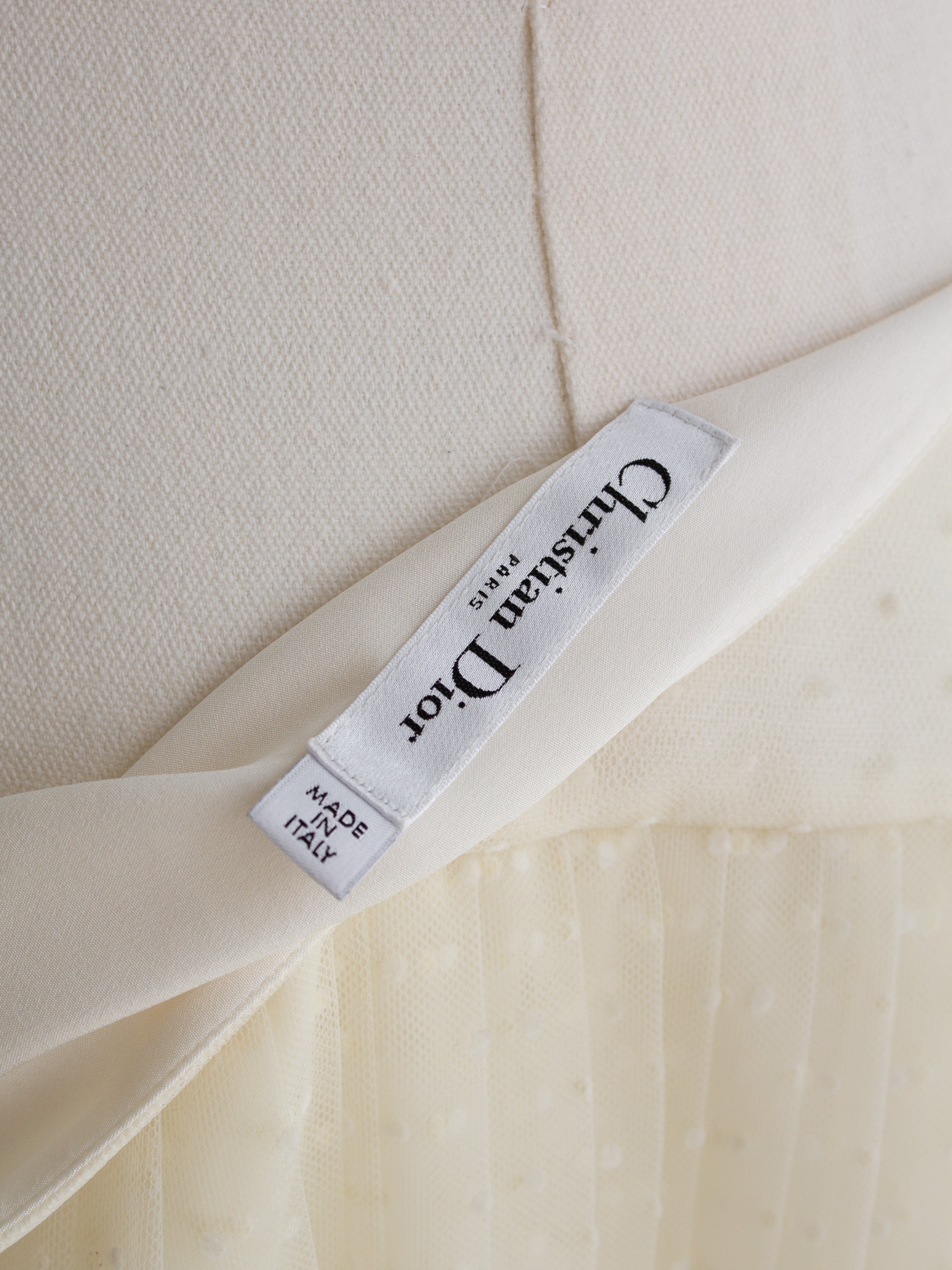 Dior 30 Montaigne Bar Jacket Off-White Ecru Plumetis Tulle Skirt Set