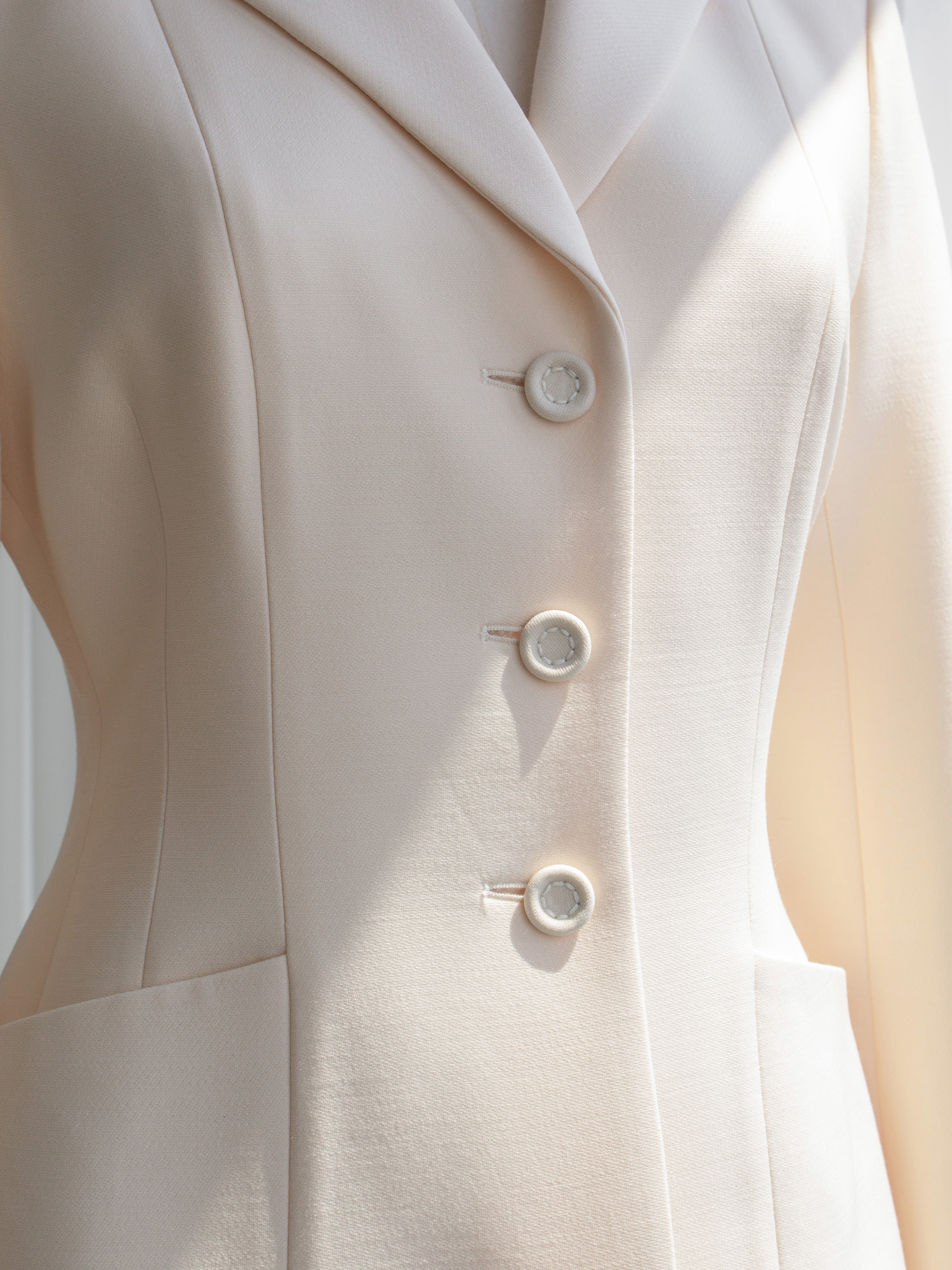 Dior 30 Montaigne Bar Jacket Off-White Ecru Plumetis Tulle Skirt Set