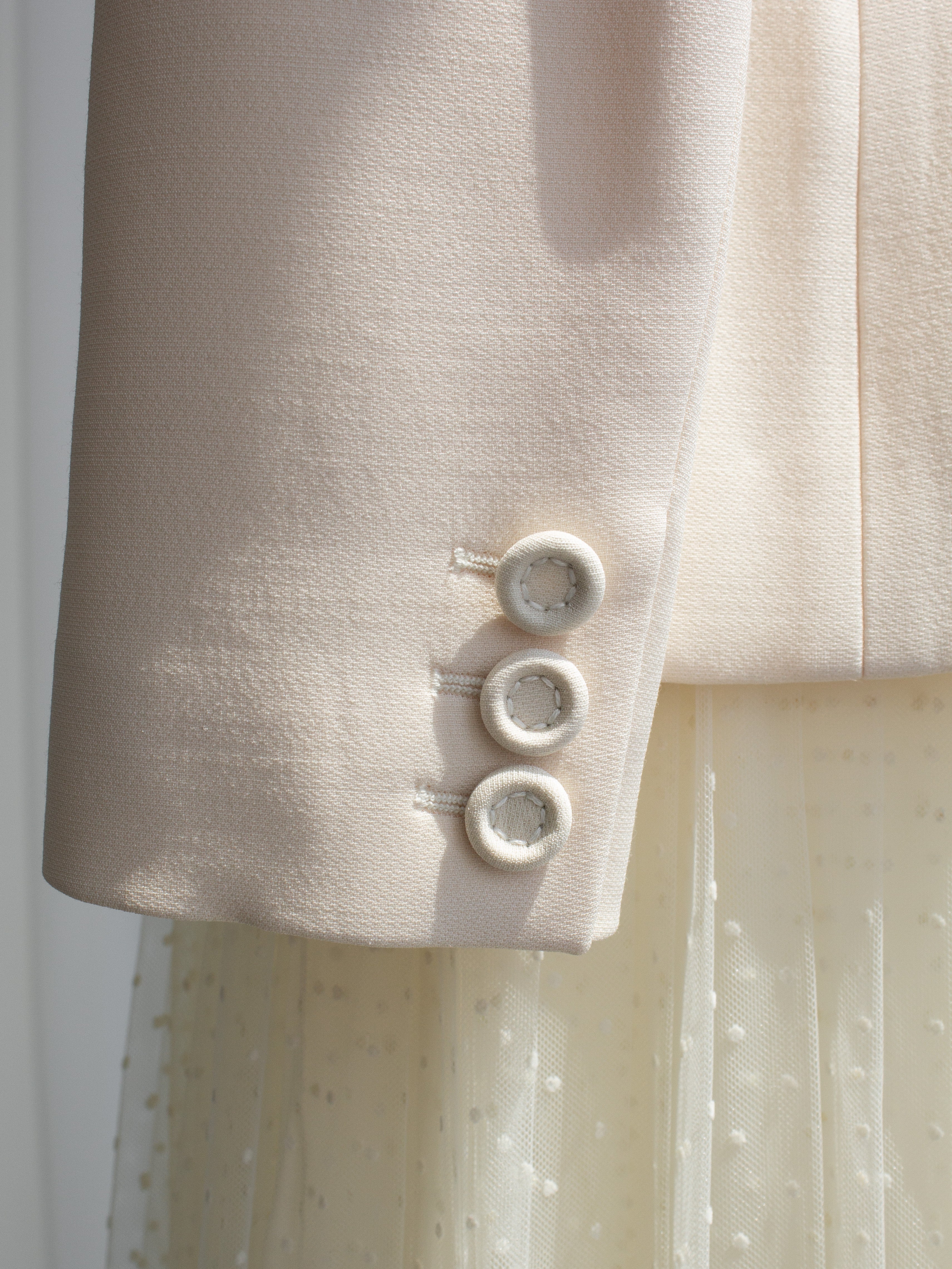 Dior 30 Montaigne Bar Jacket Off-White Ecru Plumetis Tulle Skirt Set