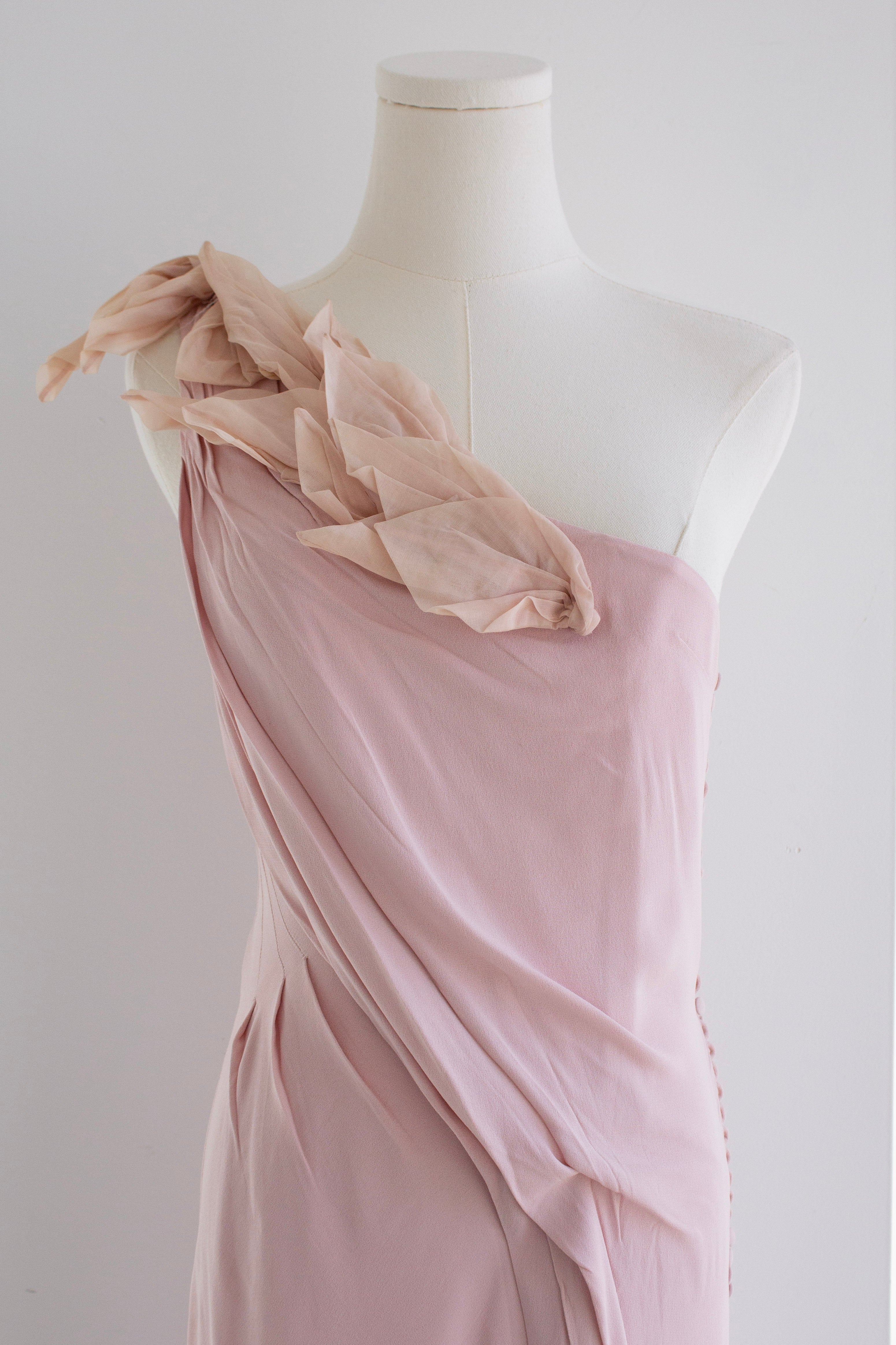 Christian Dior by John Galliano S/S 2008 Pink Petal Organza Draped Gown