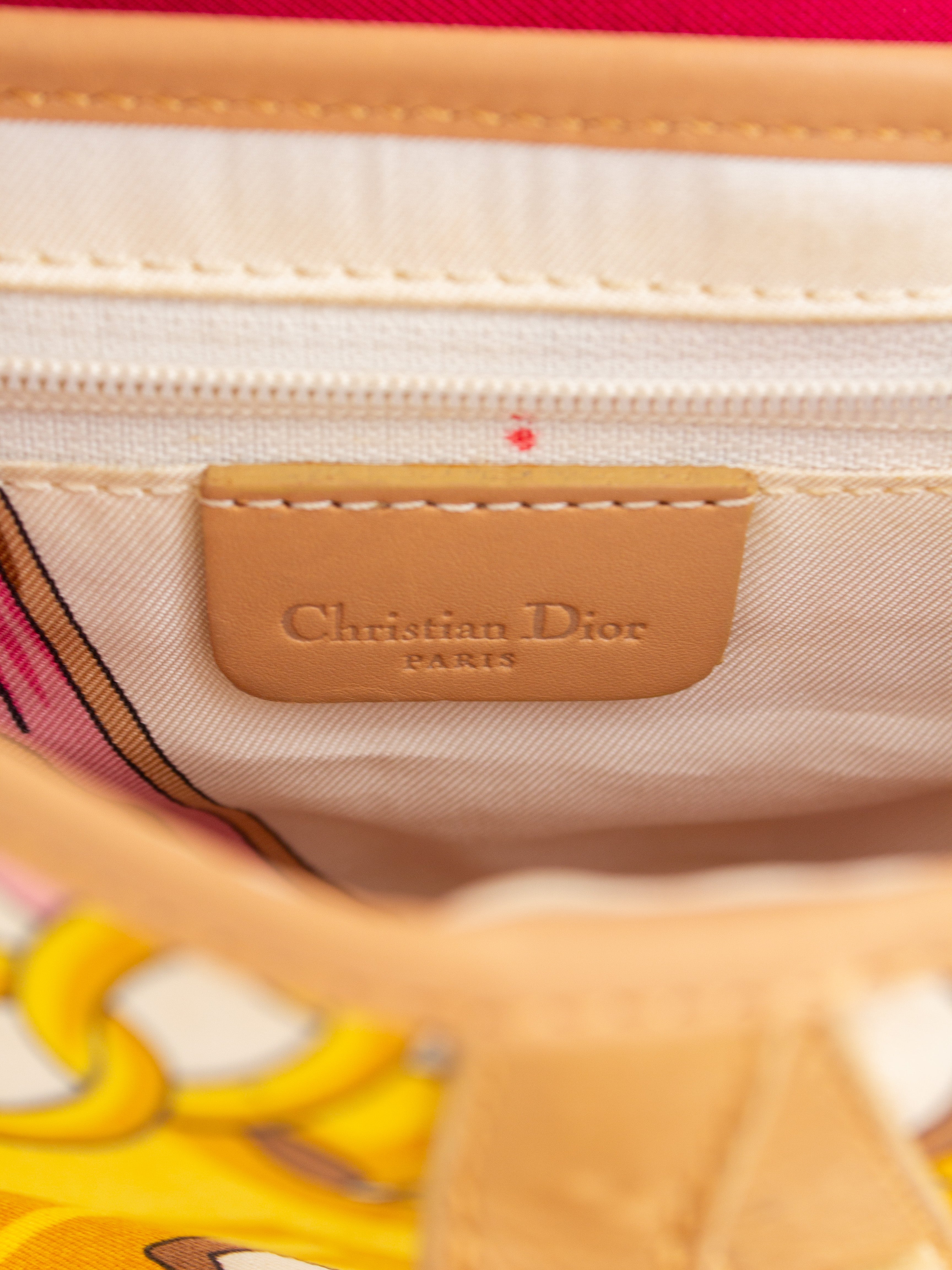 Christian Dior Vintage Sex And The City Pink Saddle Chain Satin Print Bag