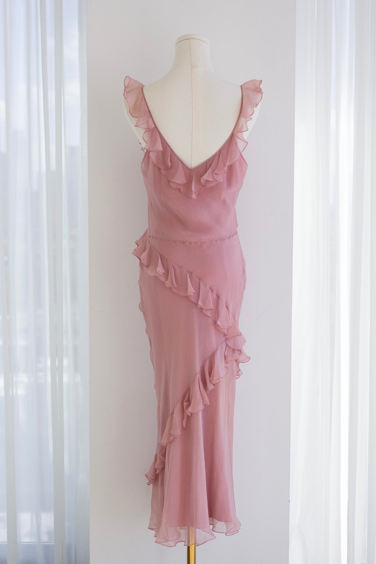 Christian Dior by John Galliano S/S 2003 Dusty Pink Ruffle Midaxi Dress