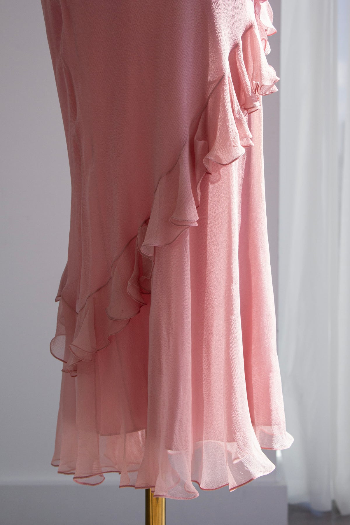Christian Dior by John Galliano S/S 2003 Dusty Pink Ruffle Midaxi Dress