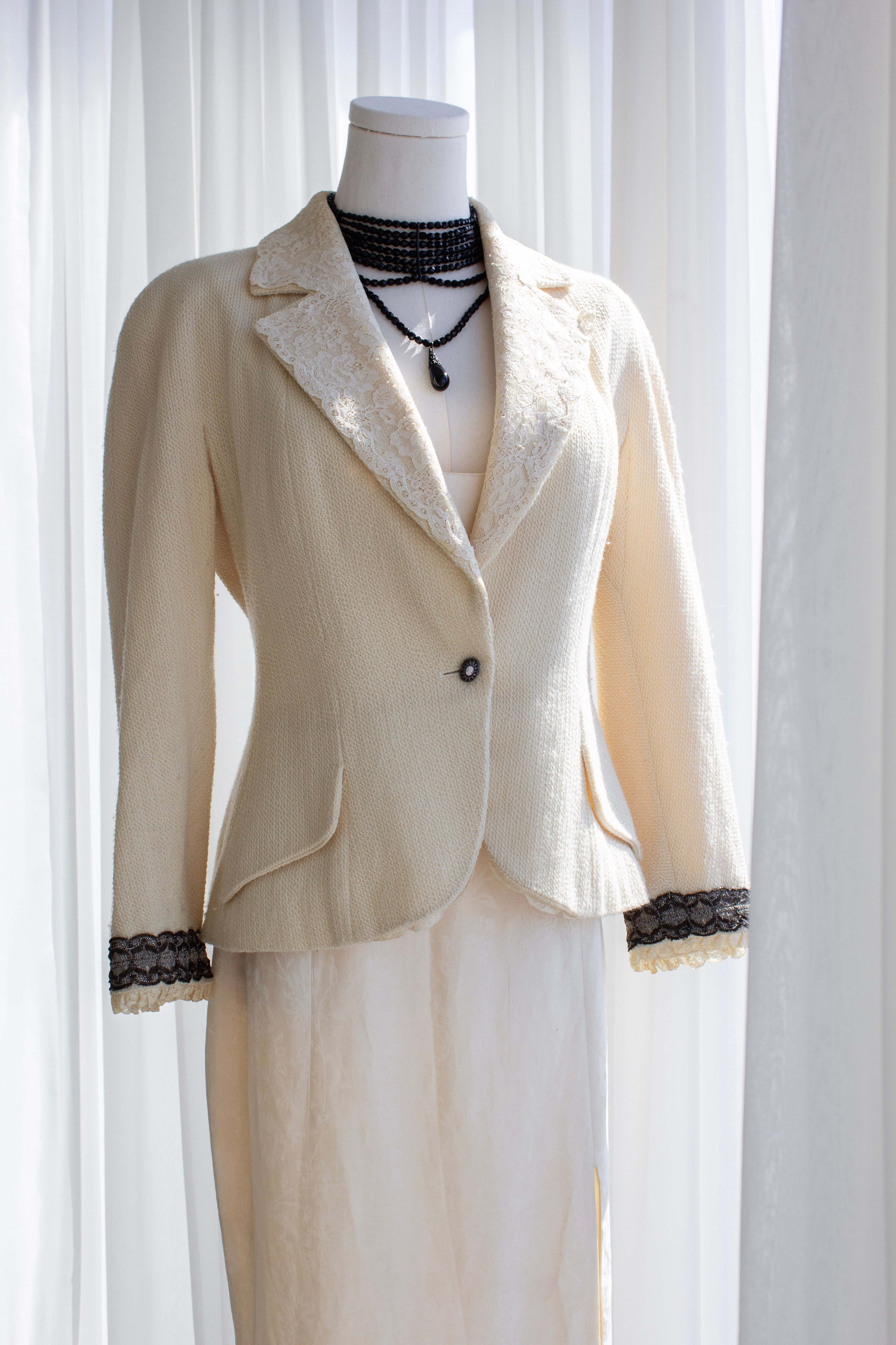 Christian Dior By John Galliano S/S 1998 In A Boudoir Mood White Pearl Jacquard Gown