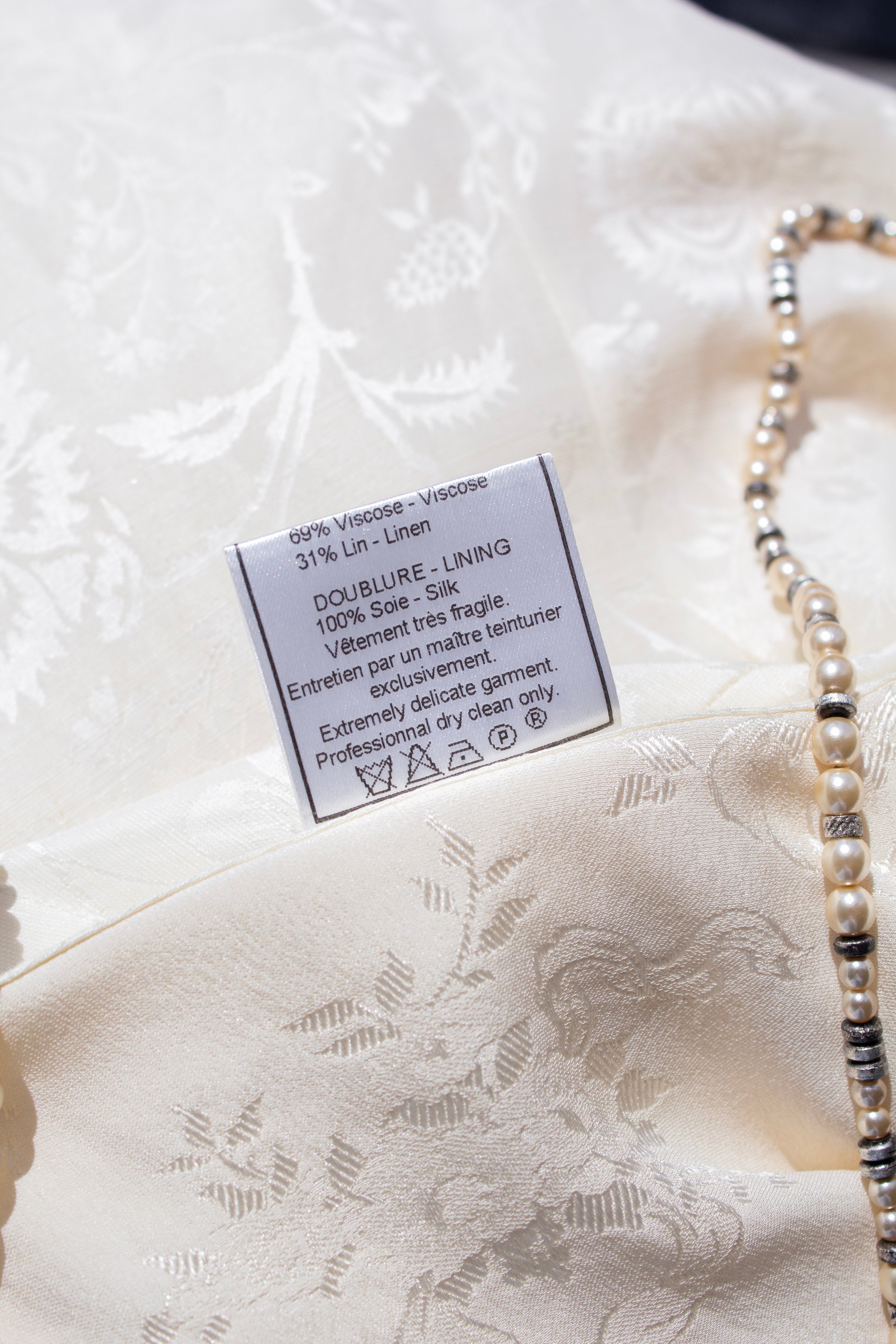 Christian Dior By John Galliano S/S 1998 In A Boudoir Mood White Pearl Jacquard Gown