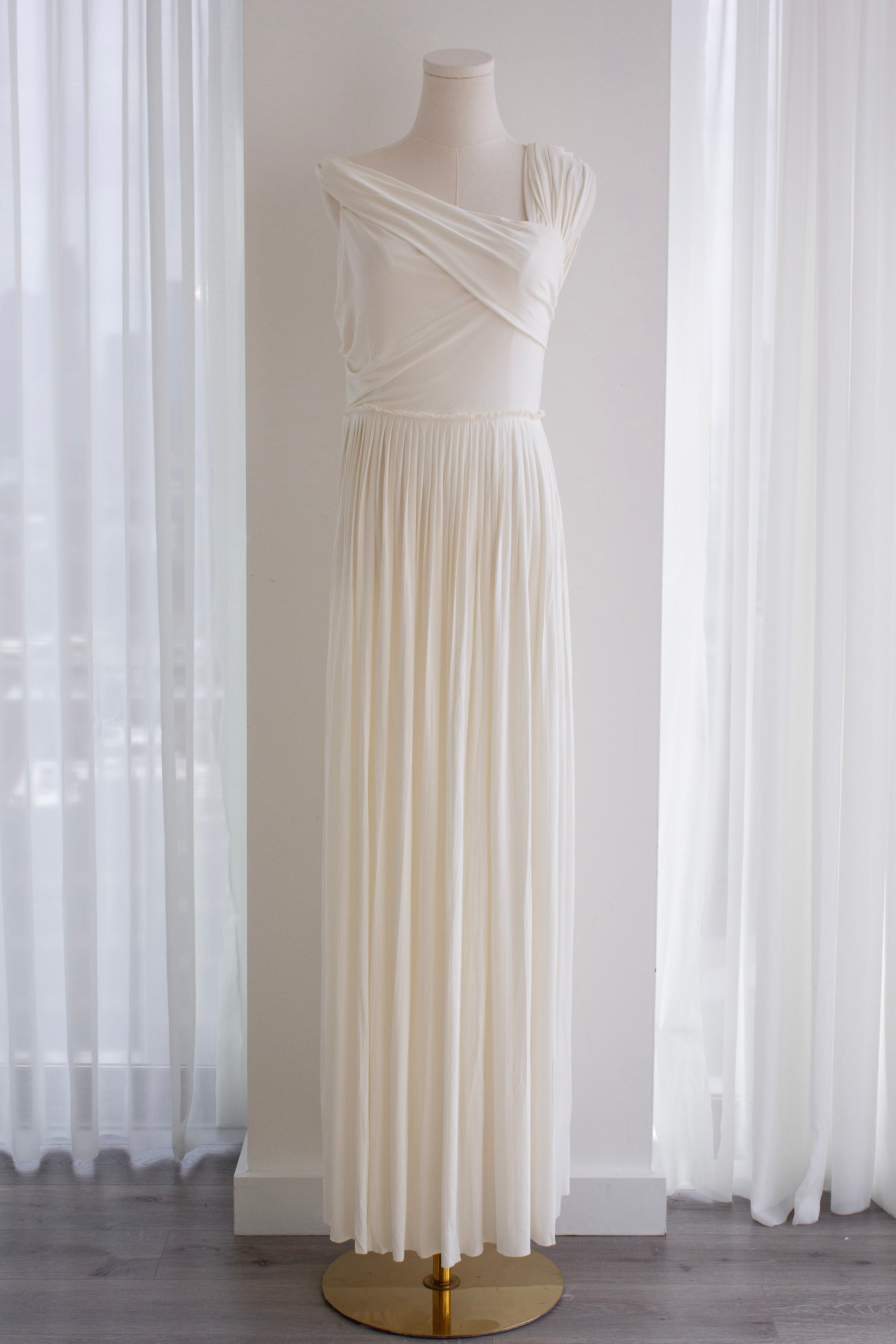 Christian Dior S/S 2019 Ballet White Draped Jersey Grecian Dress Gown