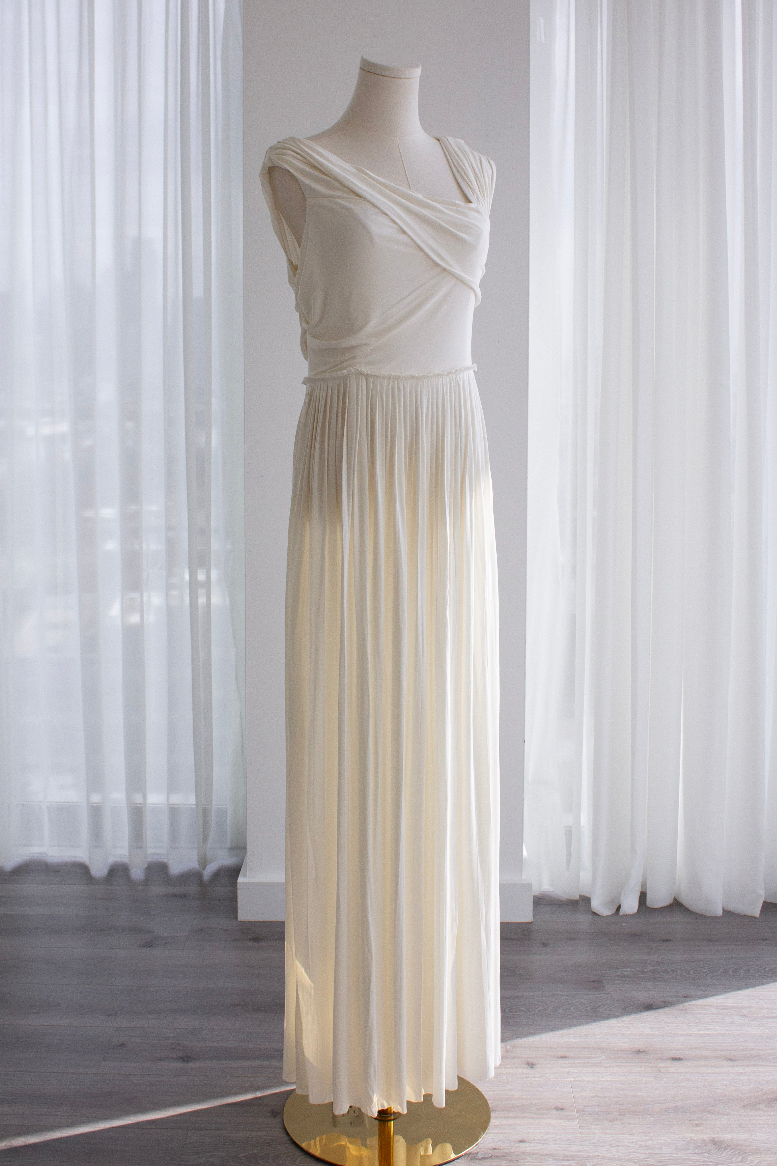 Christian Dior S/S 2019 Ballet White Draped Jersey Grecian Dress Gown