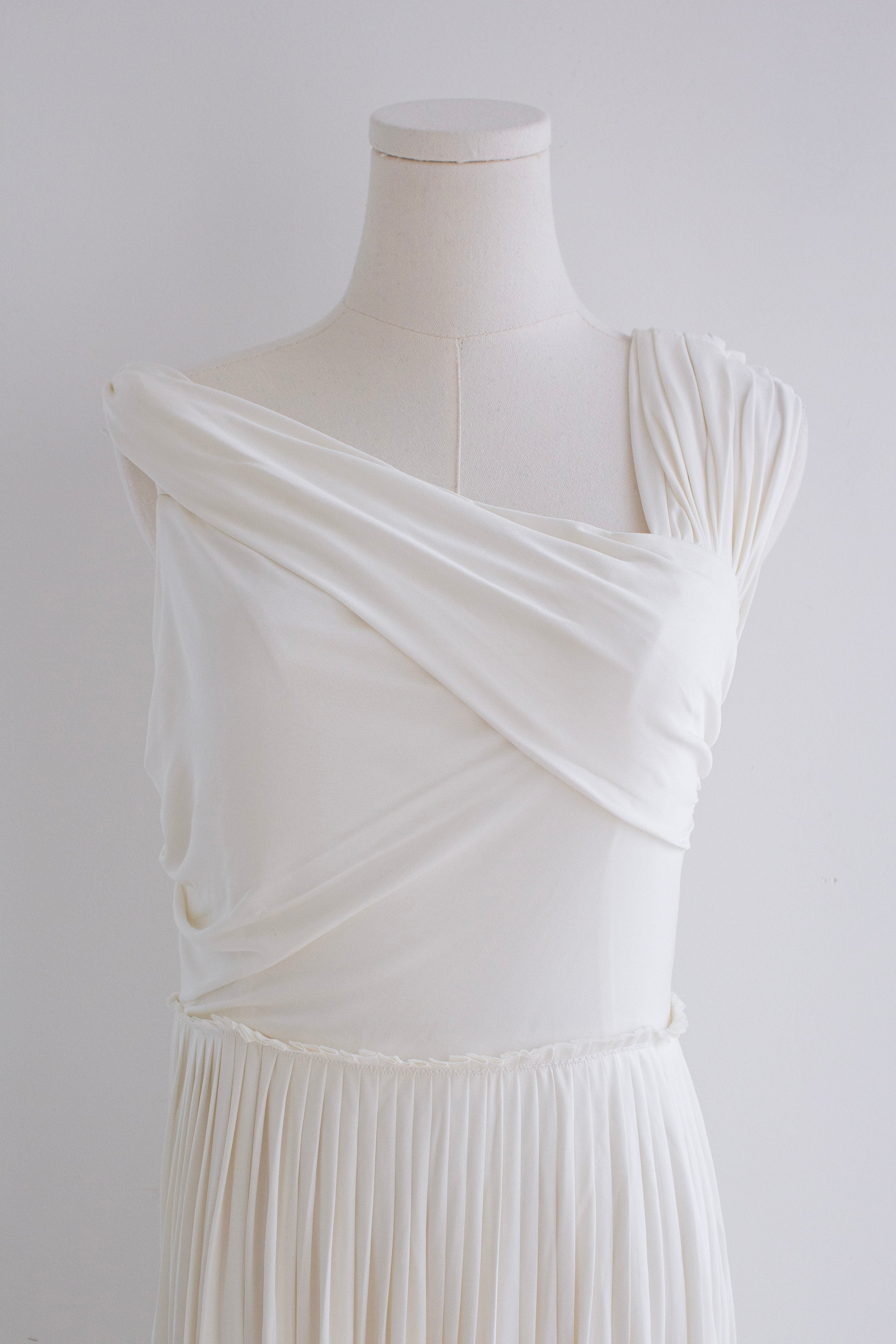 Christian Dior S/S 2019 Ballet White Draped Jersey Grecian Dress Gown