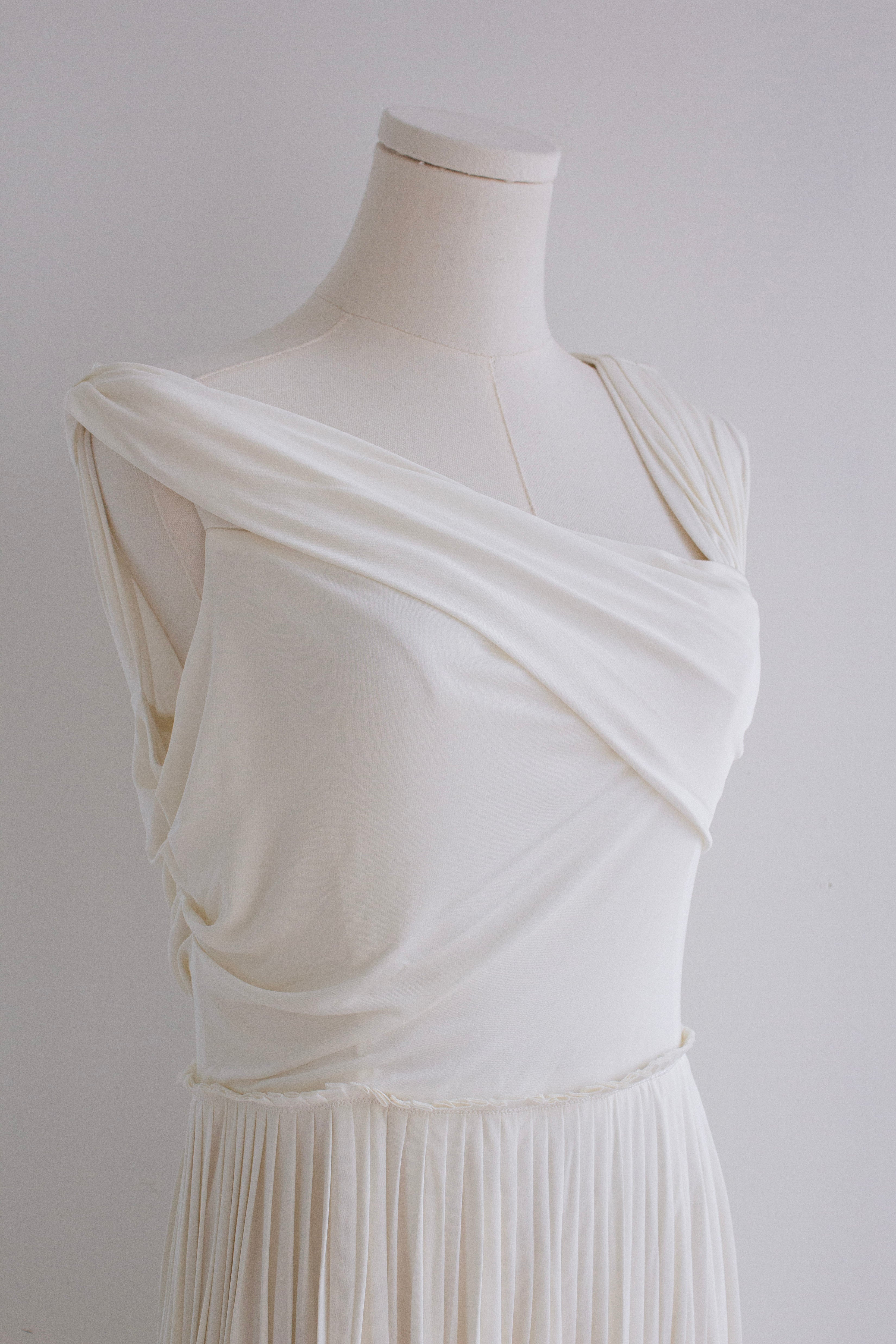 Christian Dior S/S 2019 Ballet White Draped Jersey Grecian Dress Gown