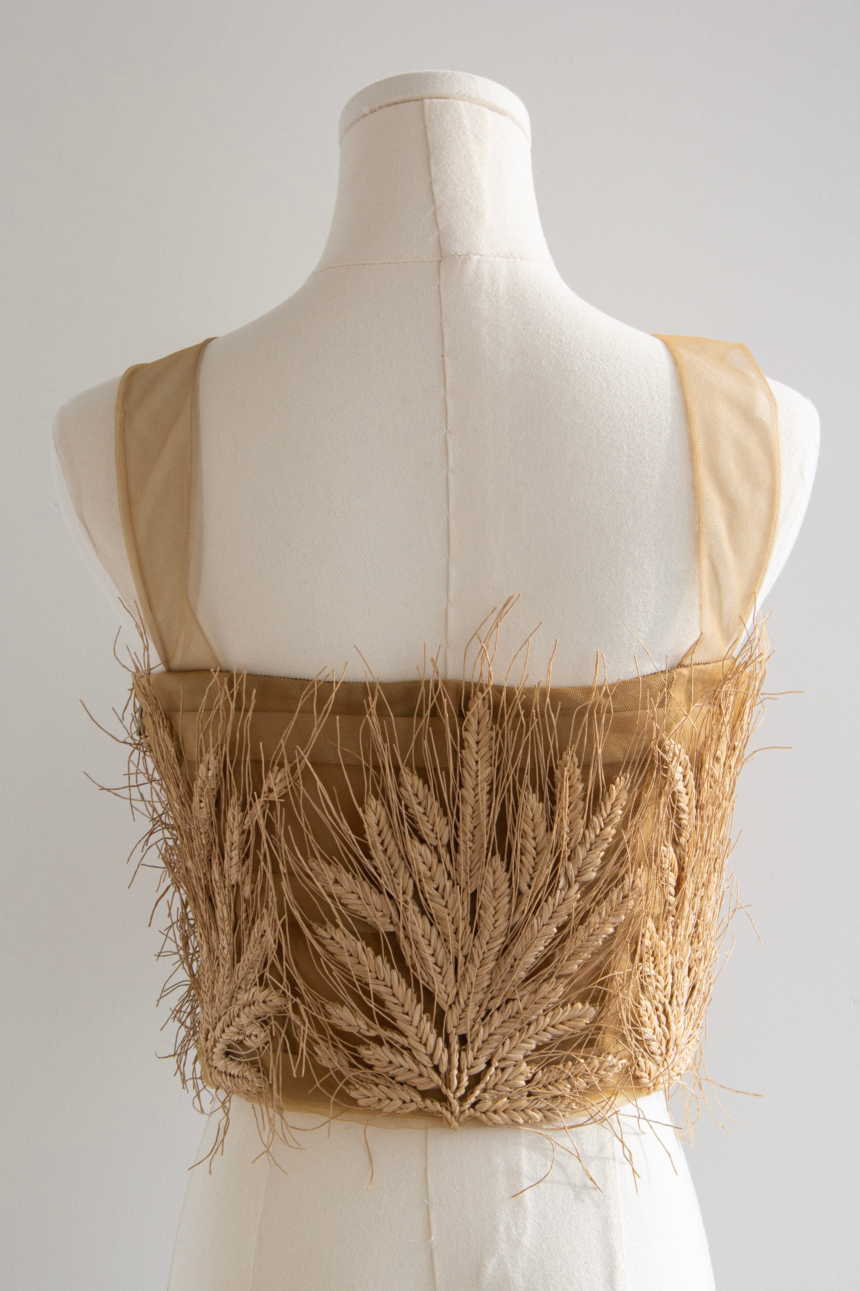 Christian Dior Cruise 2021 Puglia Italy Wheat Appliqué Tulle Crop Top