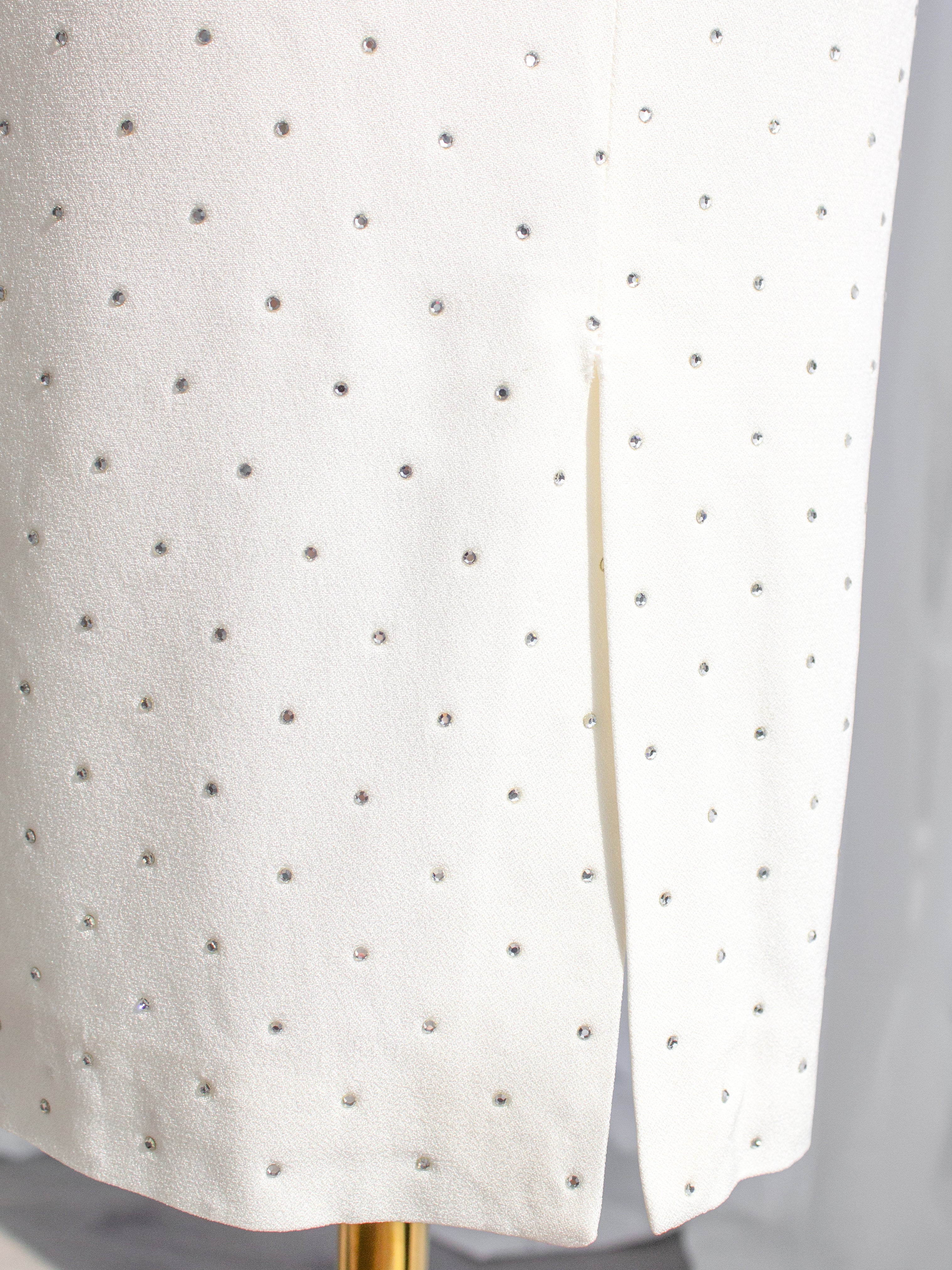 Dolce&Gabbana Vintage S/S 1995 White Crystal Embellished Midi Dress