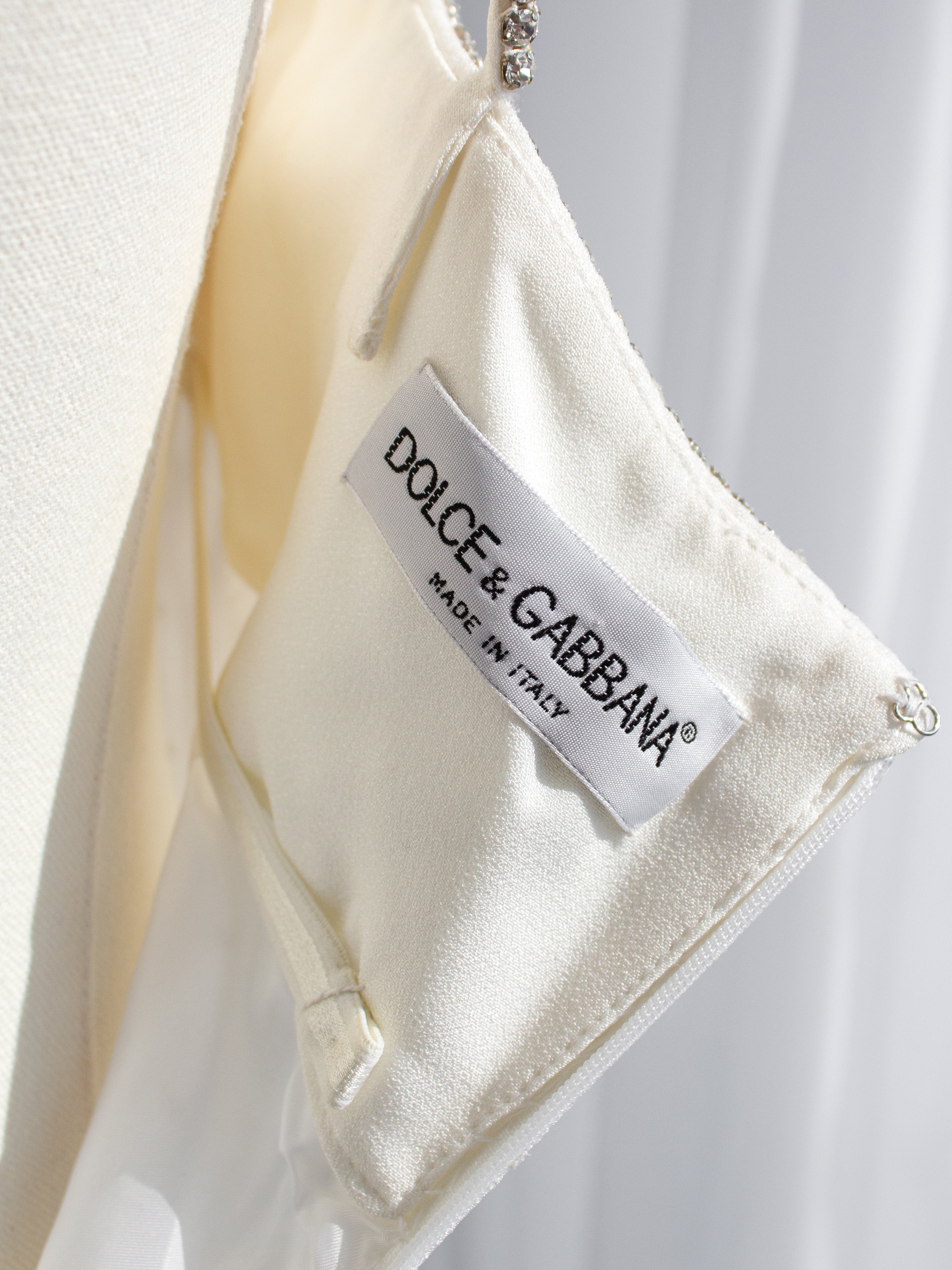 Dolce&Gabbana Vintage S/S 1995 White Crystal Embellished Midi Dress