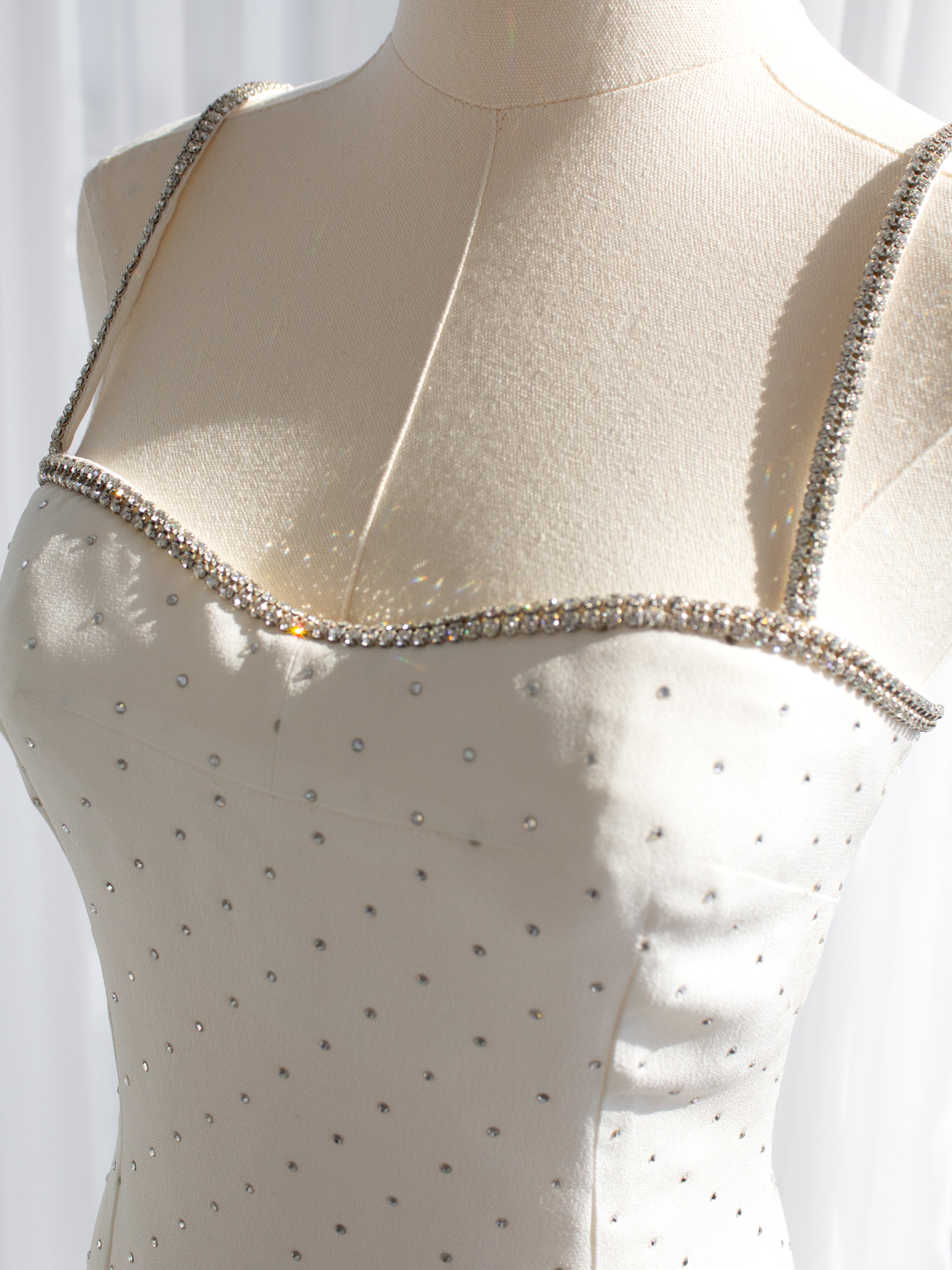 Dolce&Gabbana Vintage S/S 1995 White Crystal Embellished Midi Dress