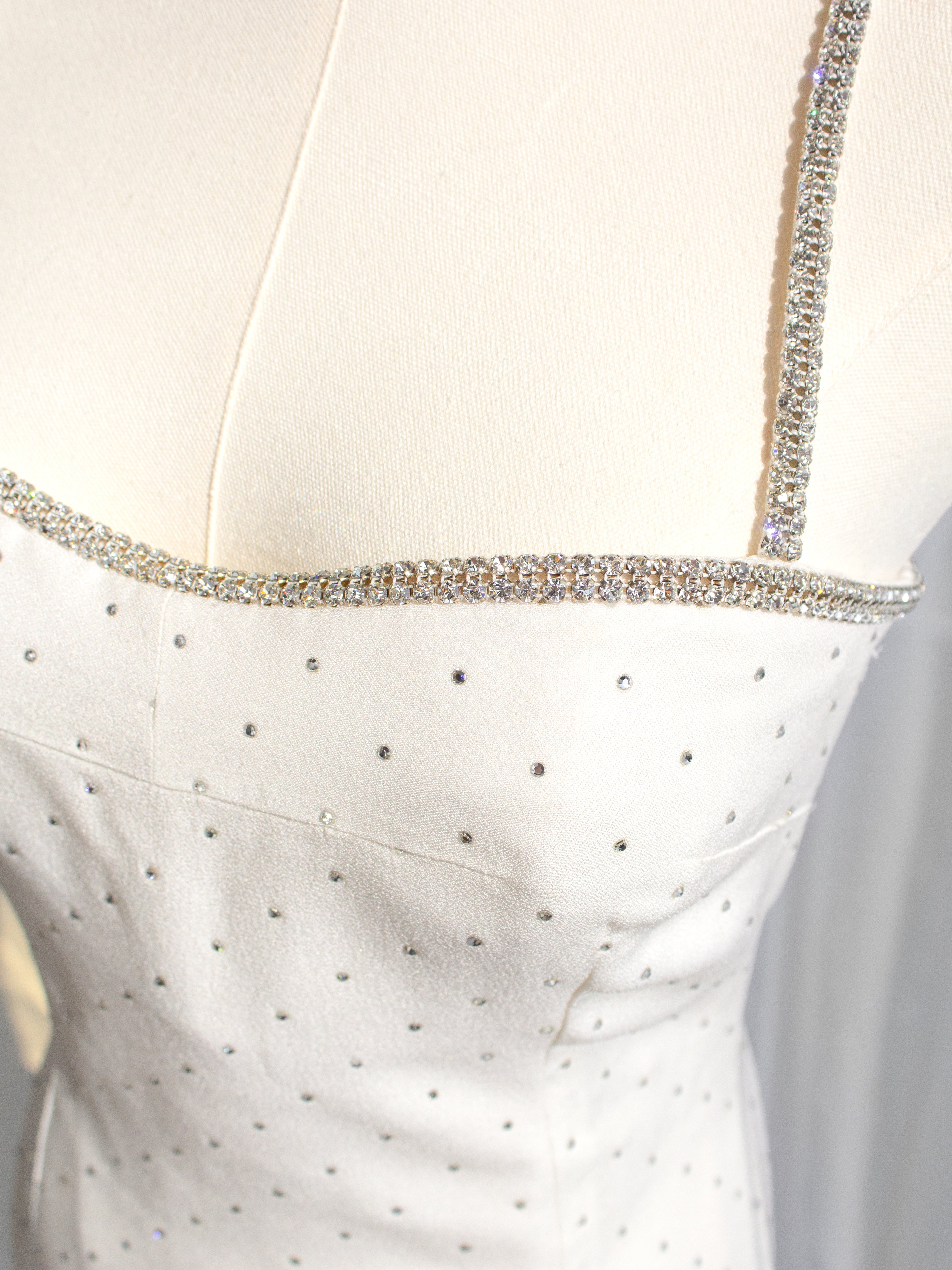Dolce&Gabbana Vintage S/S 1995 White Crystal Embellished Midi Dress