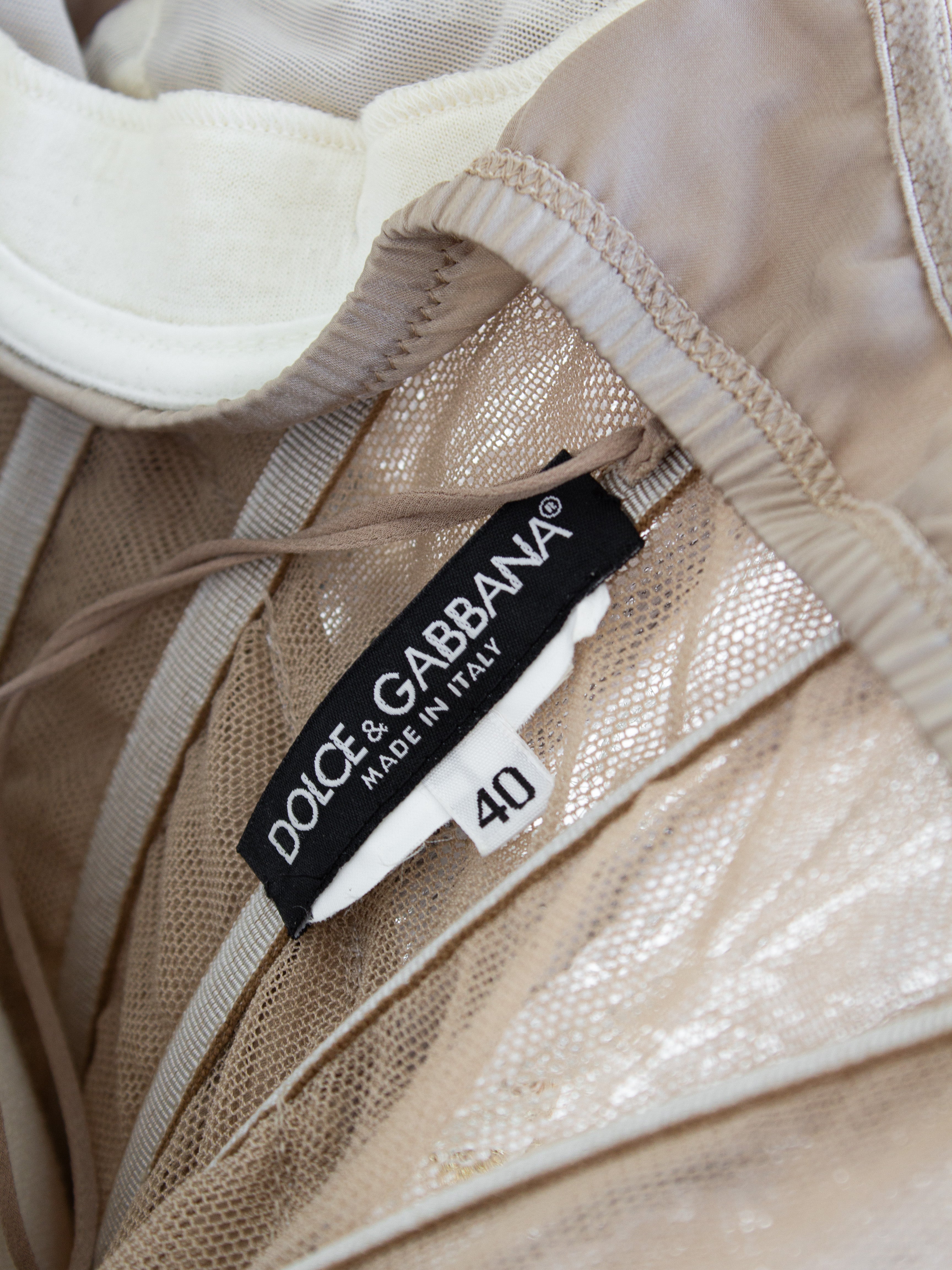 Dolce & Gabbana Vintage F/W 2006 Napoleonic Grey Lace Gold Laurel Dress