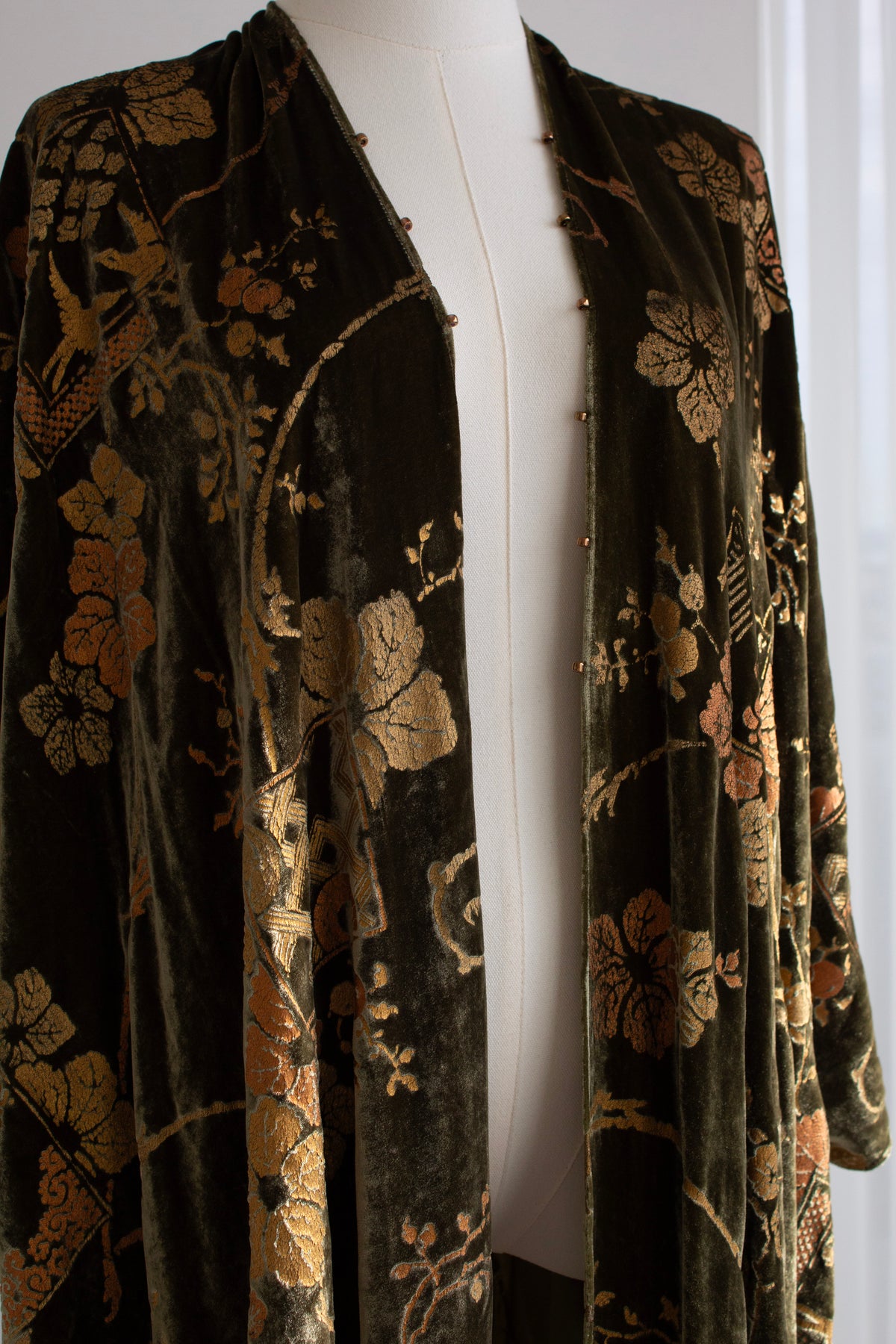 Fortuny Daphne Velvet Kimono Olive Green Coat