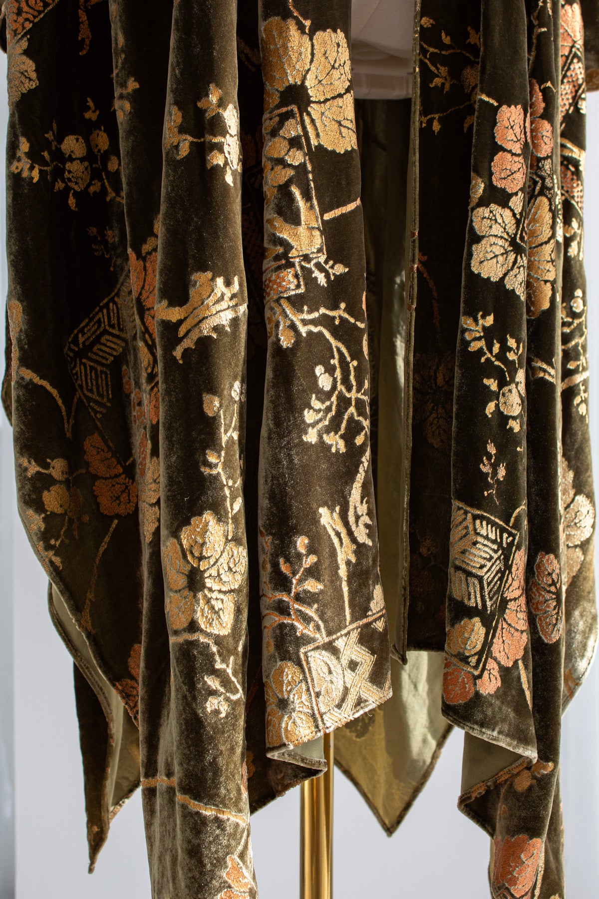 Fortuny Daphne Velvet Kimono Olive Green Coat
