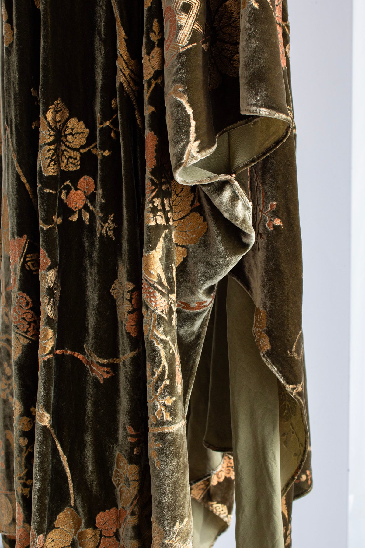 Fortuny Daphne Velvet Kimono Olive Green Coat