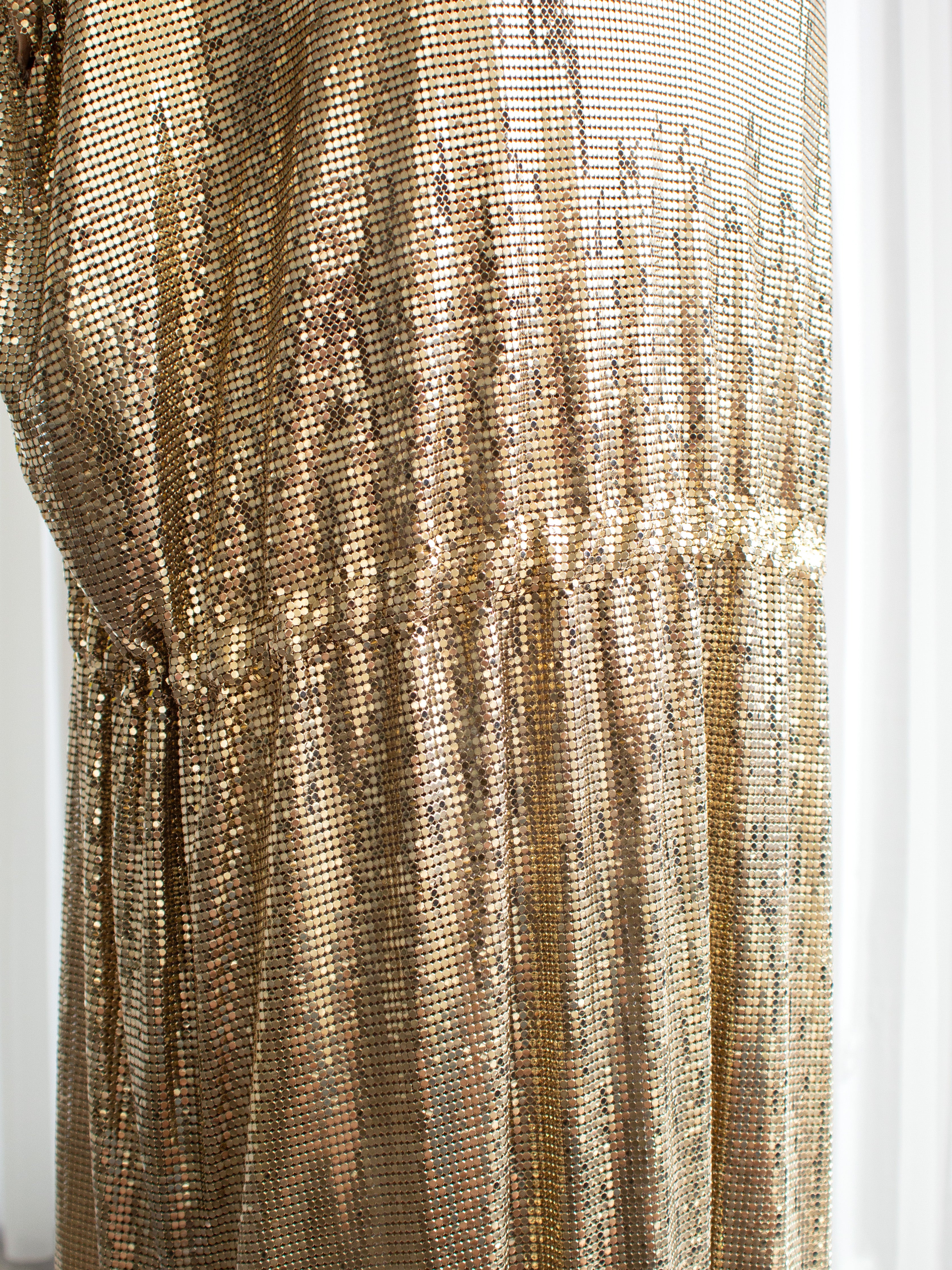Gianni Versace Couture 1994 Gold Metal Oroton Toga Mini Dress
