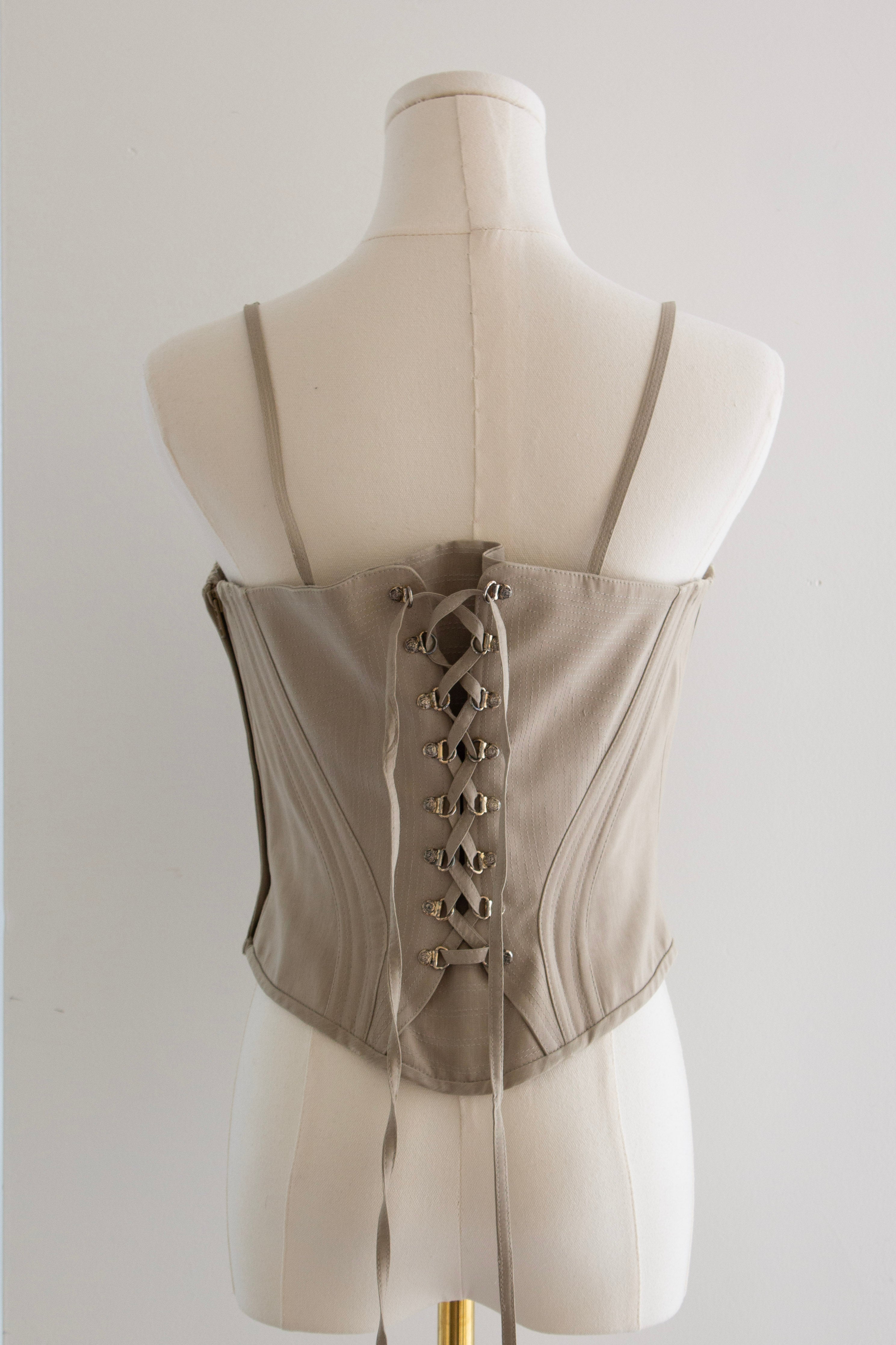 Gianni Versace Couture S/S 1995 Runway Beige Sculpted Corset Top