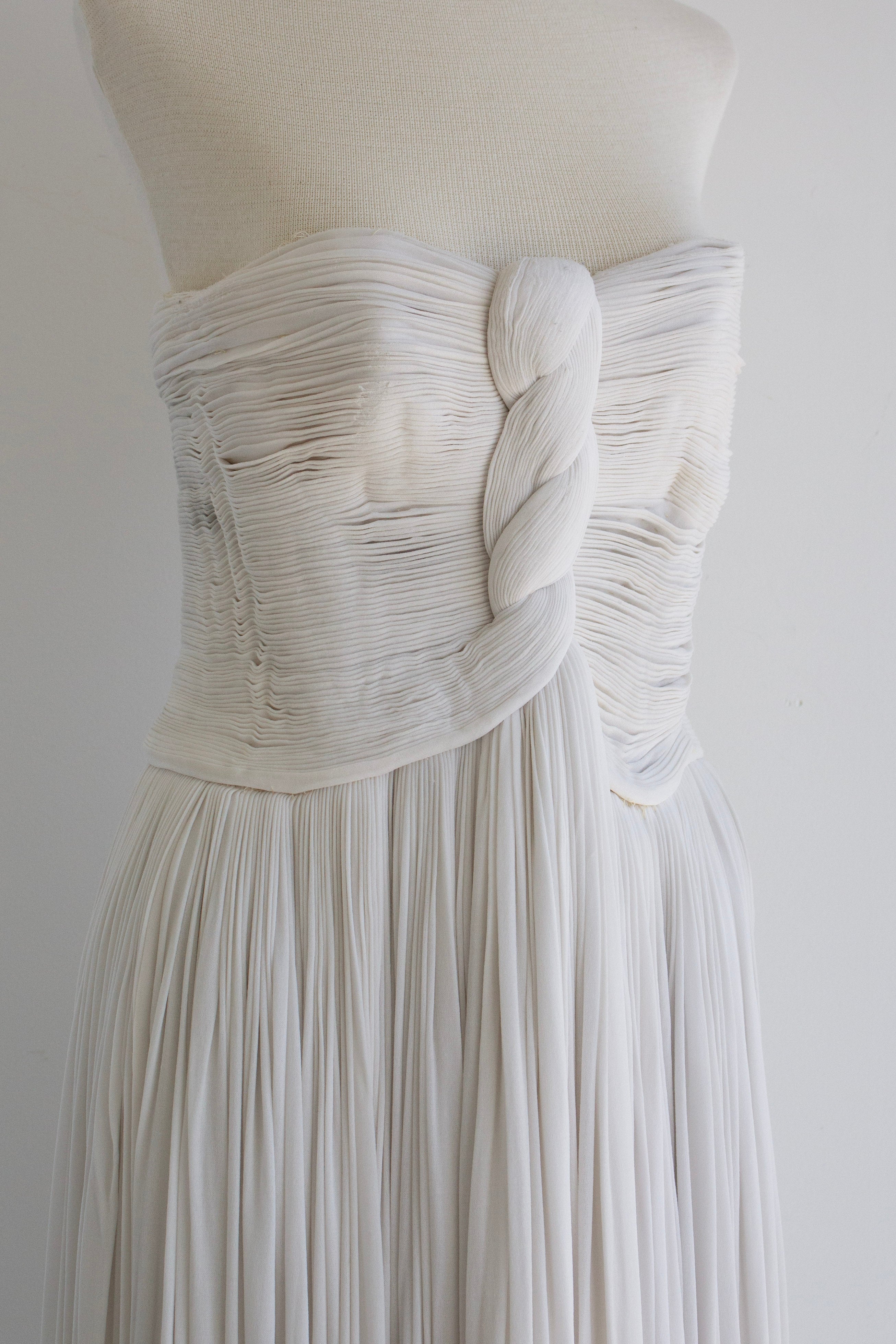 Madame Grès Haute Couture Pleated White Gown Personal Archive, c. 1950s