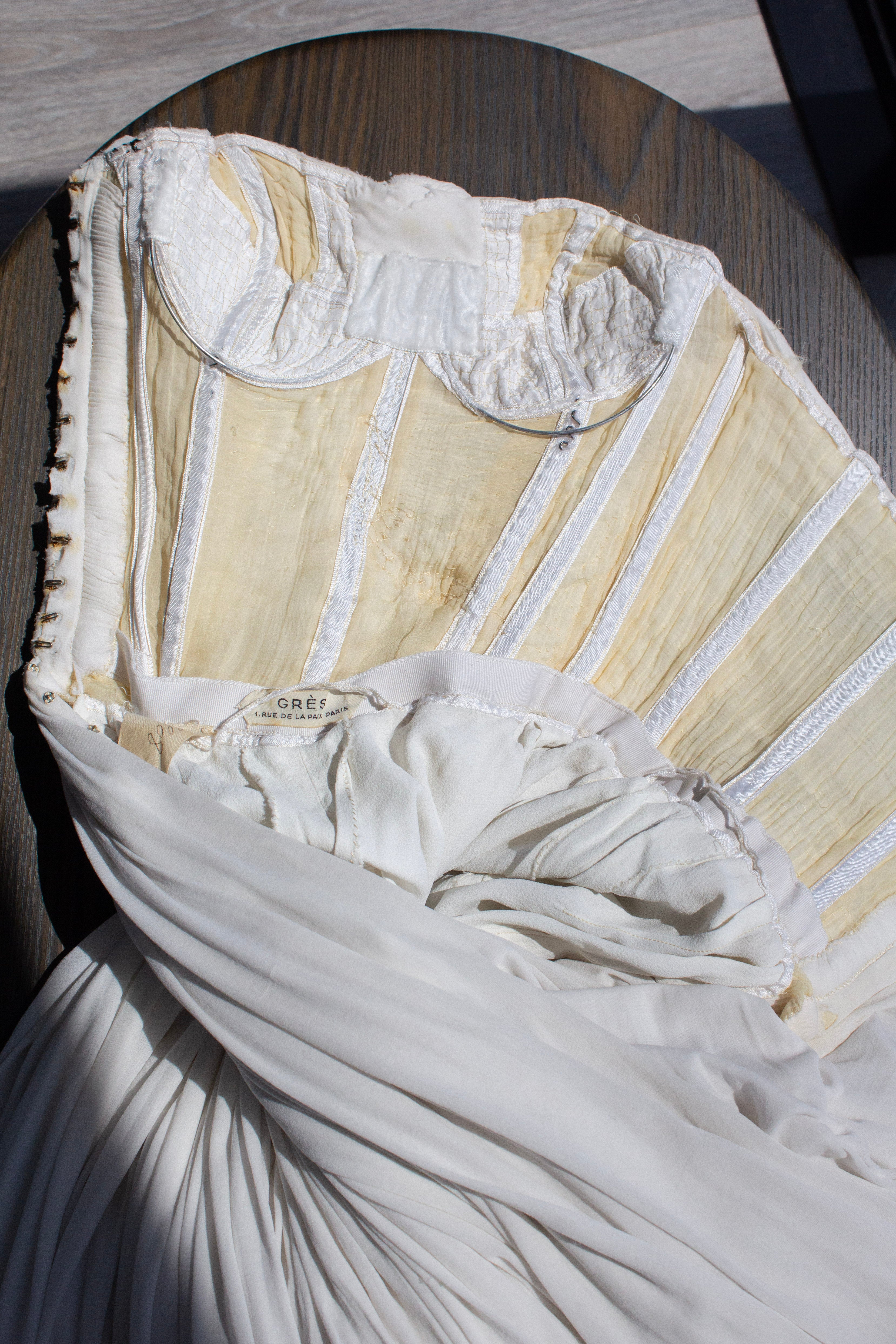 Madame Grès Haute Couture Pleated White Gown Personal Archive, c. 1950s