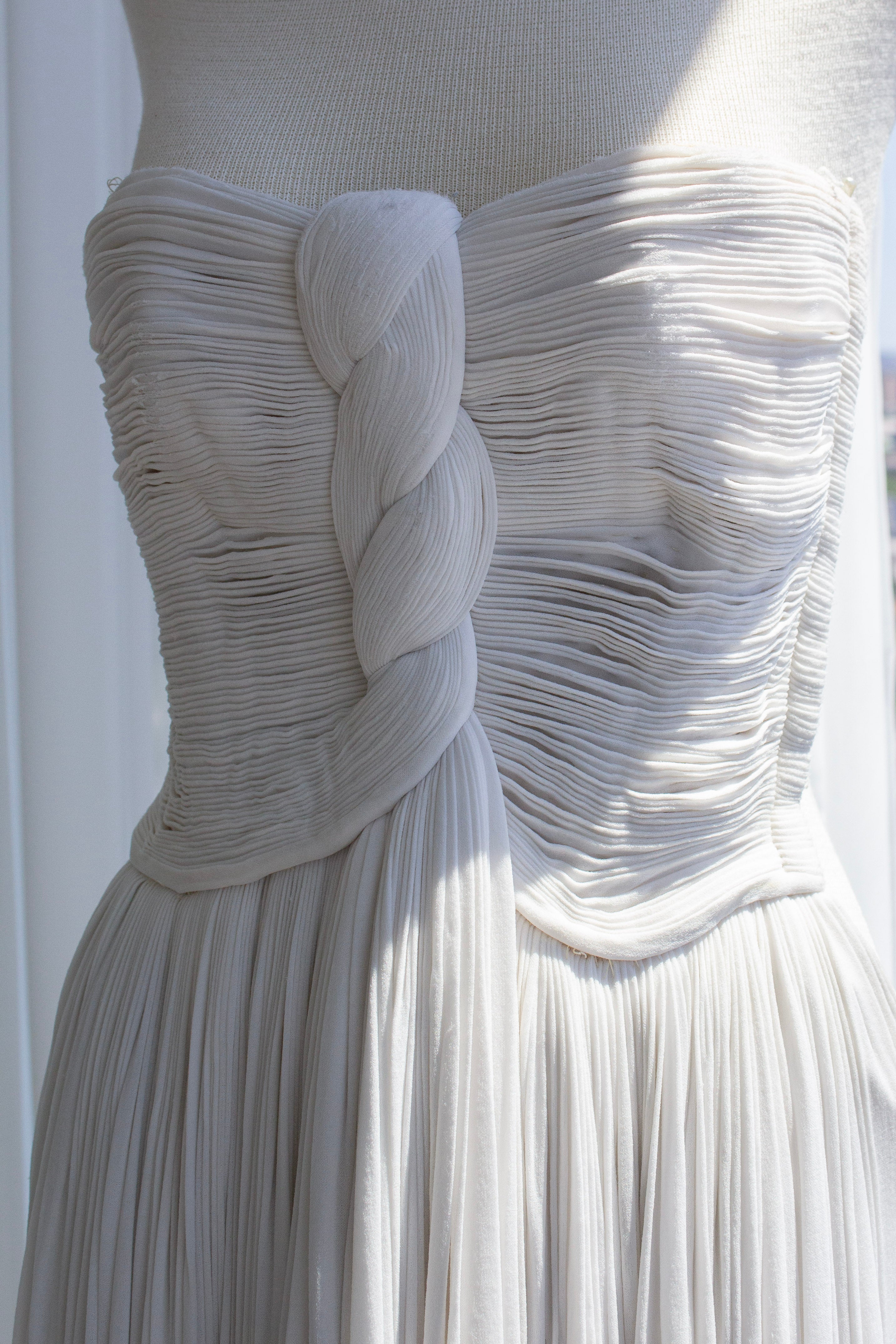 Madame Grès Haute Couture Pleated White Gown Personal Archive, c. 1950s