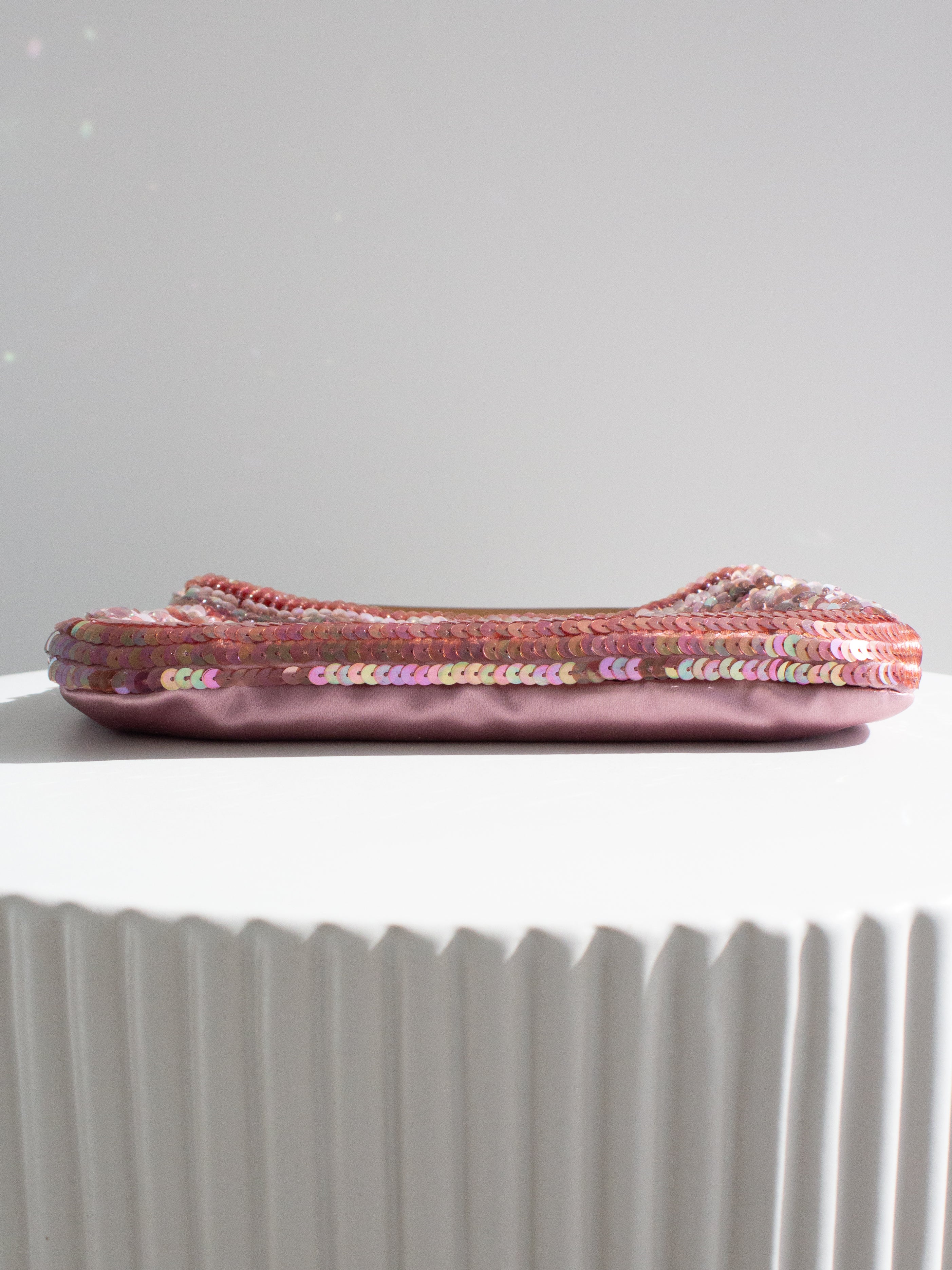 Prada Raso Vintage Sequin Embellished Petals Mauve Pink Shoulder Bag