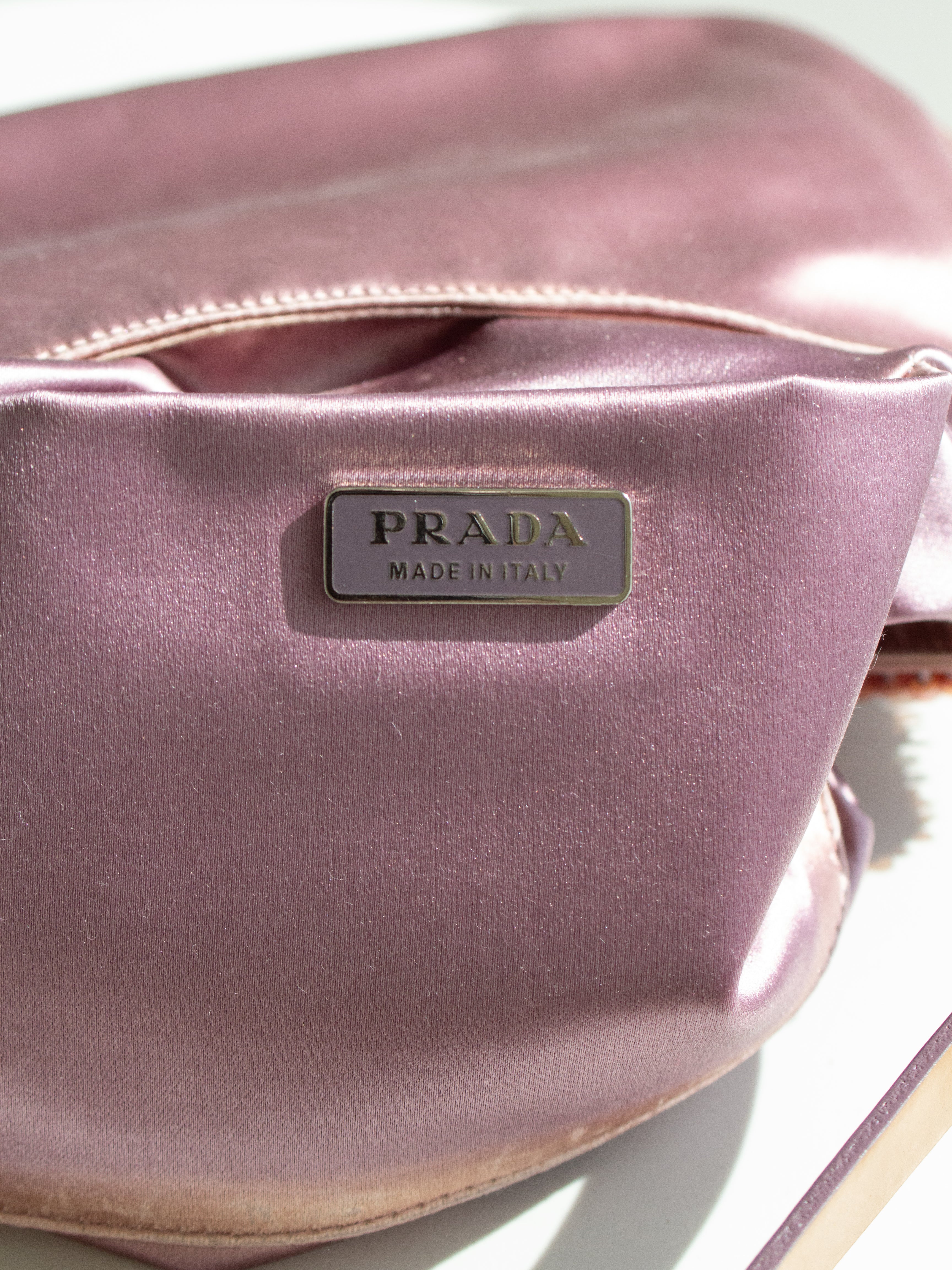 Prada Raso Vintage Sequin Embellished Petals Mauve Pink Shoulder Bag