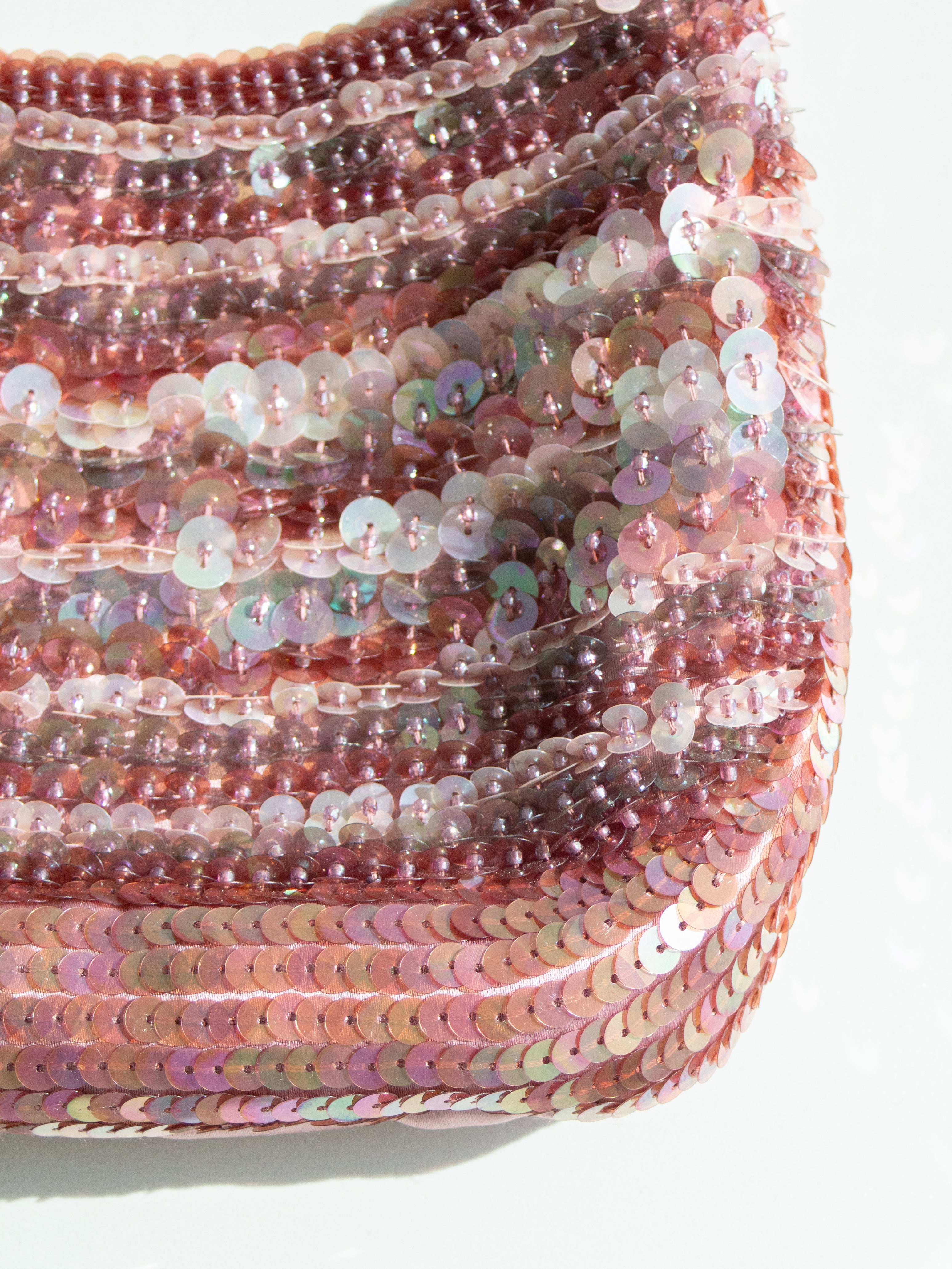Prada Raso Vintage Sequin Embellished Petals Mauve Pink Shoulder Bag