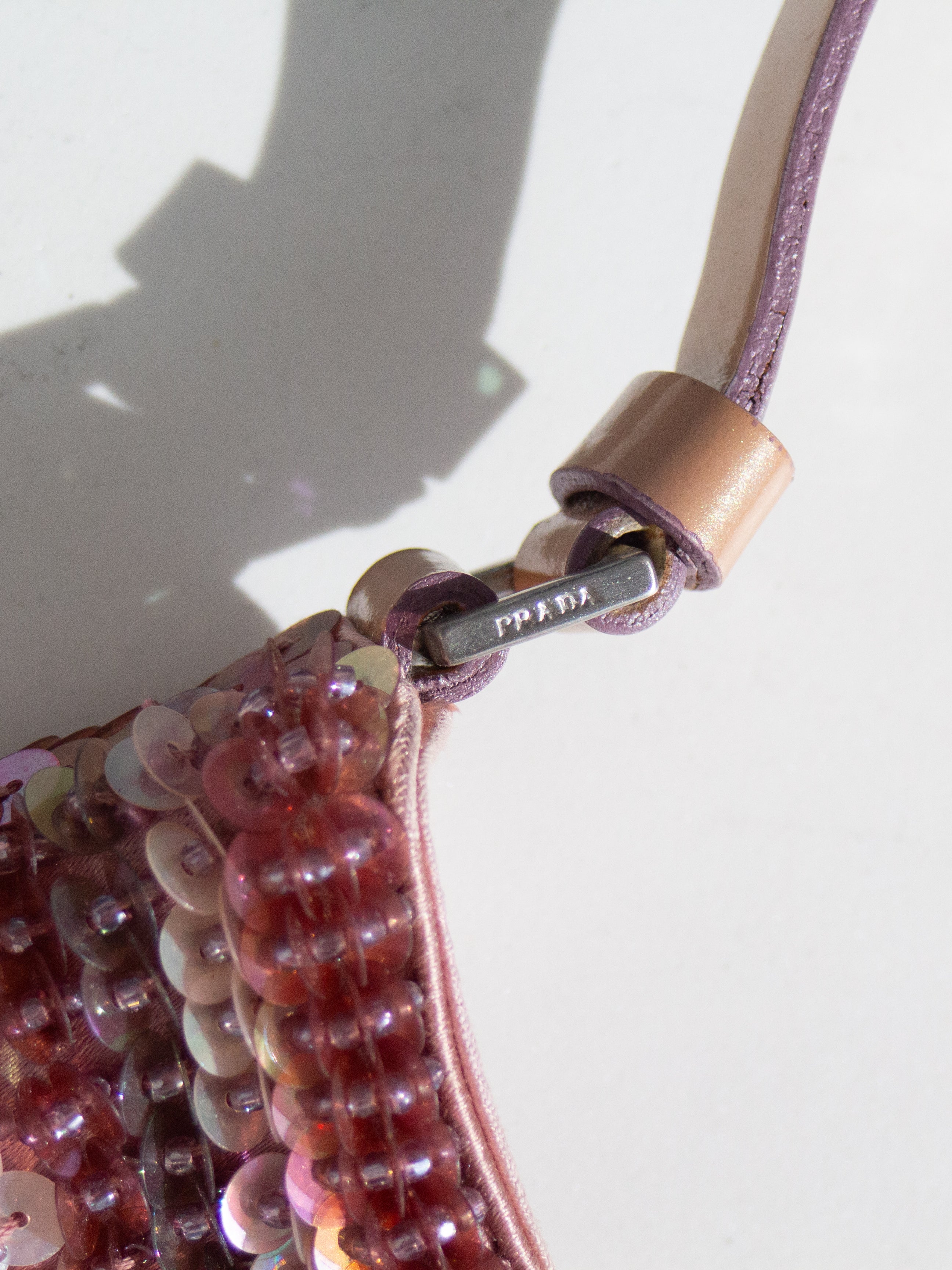 Prada Raso Vintage Sequin Embellished Petals Mauve Pink Shoulder Bag