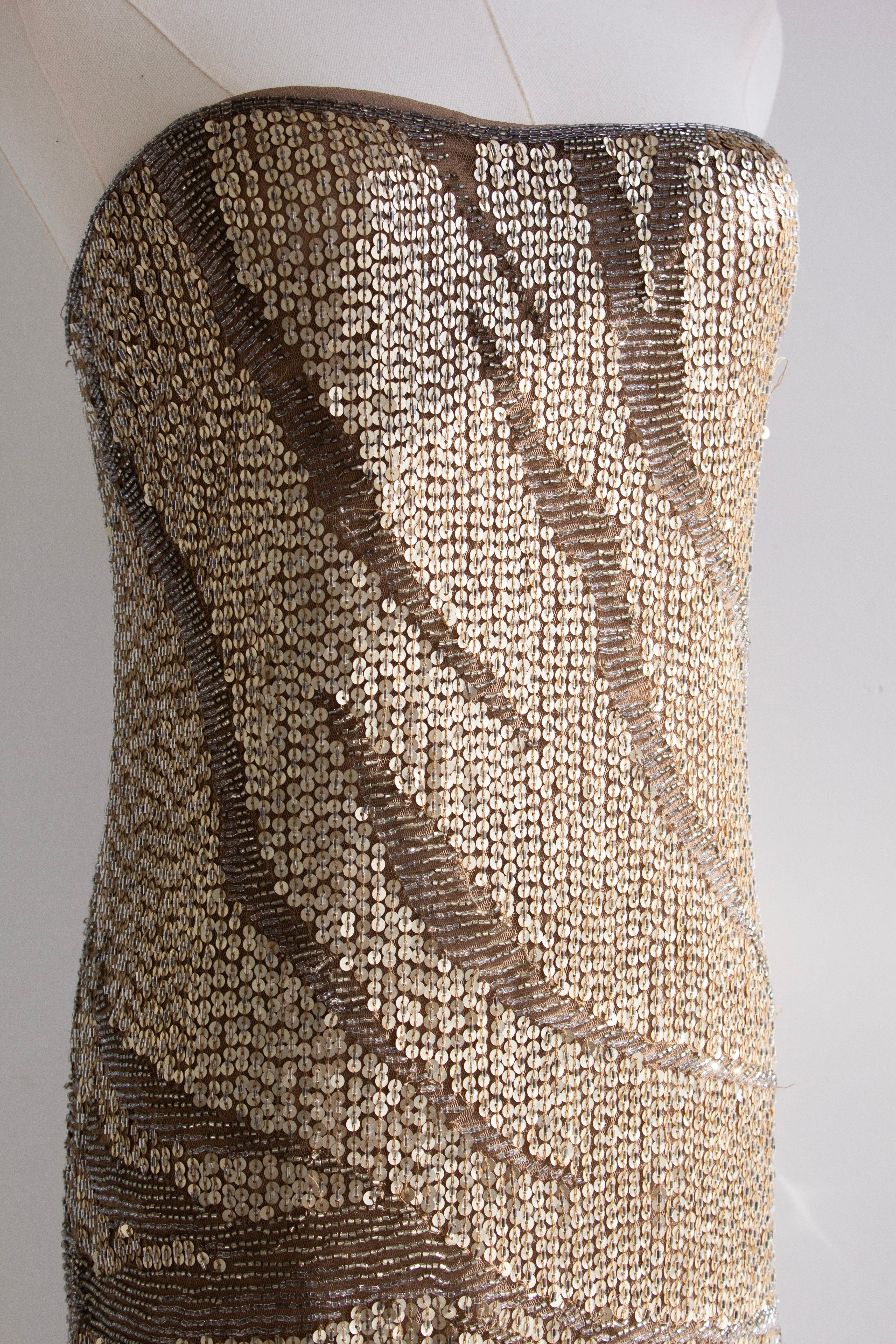 Roberto Cavalli Pre-Fall 2012 Gold Embellished Fringe Dress
