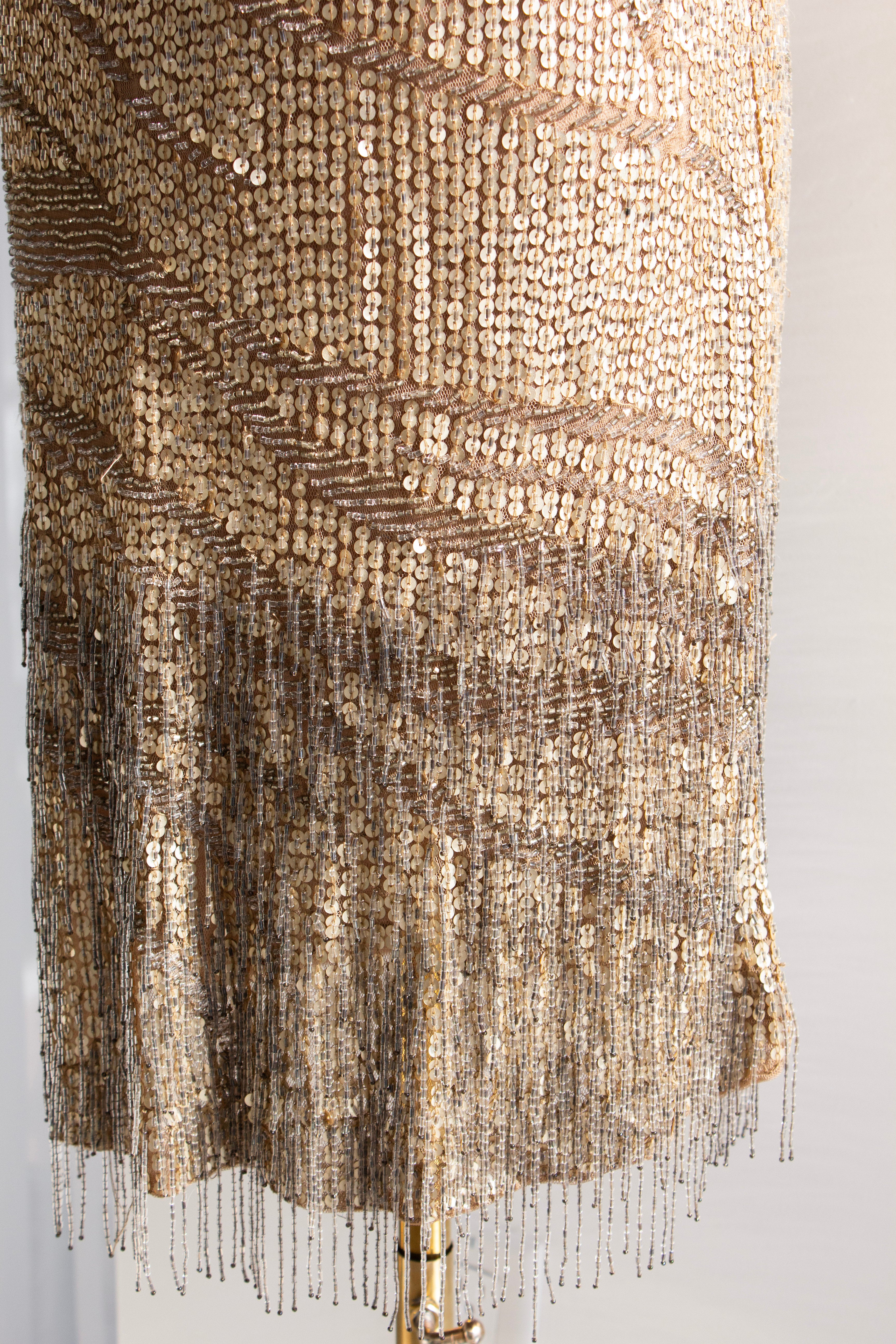 Roberto Cavalli Pre-Fall 2012 Gold Embellished Fringe Dress