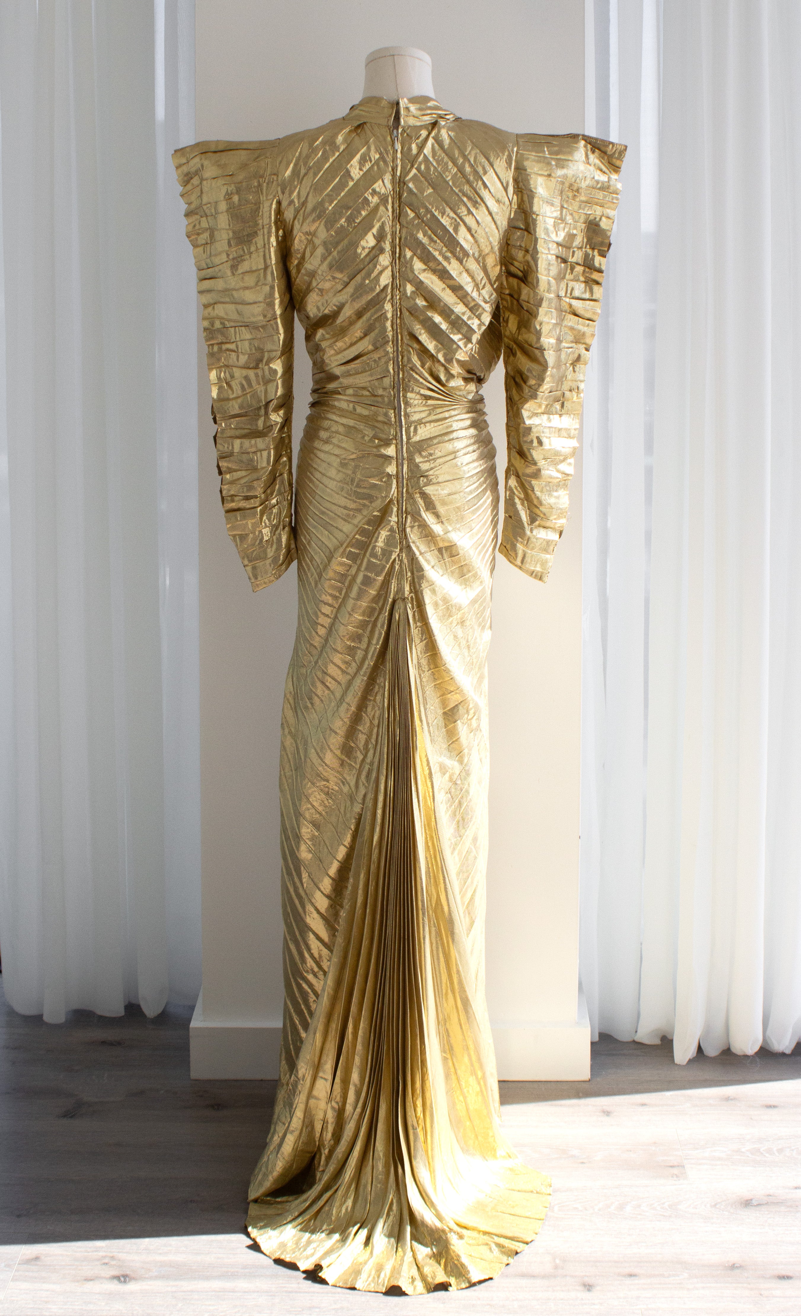 Thierry Mugler F/W 1984 Vintage Golden Angel Starburst Lame Gown
