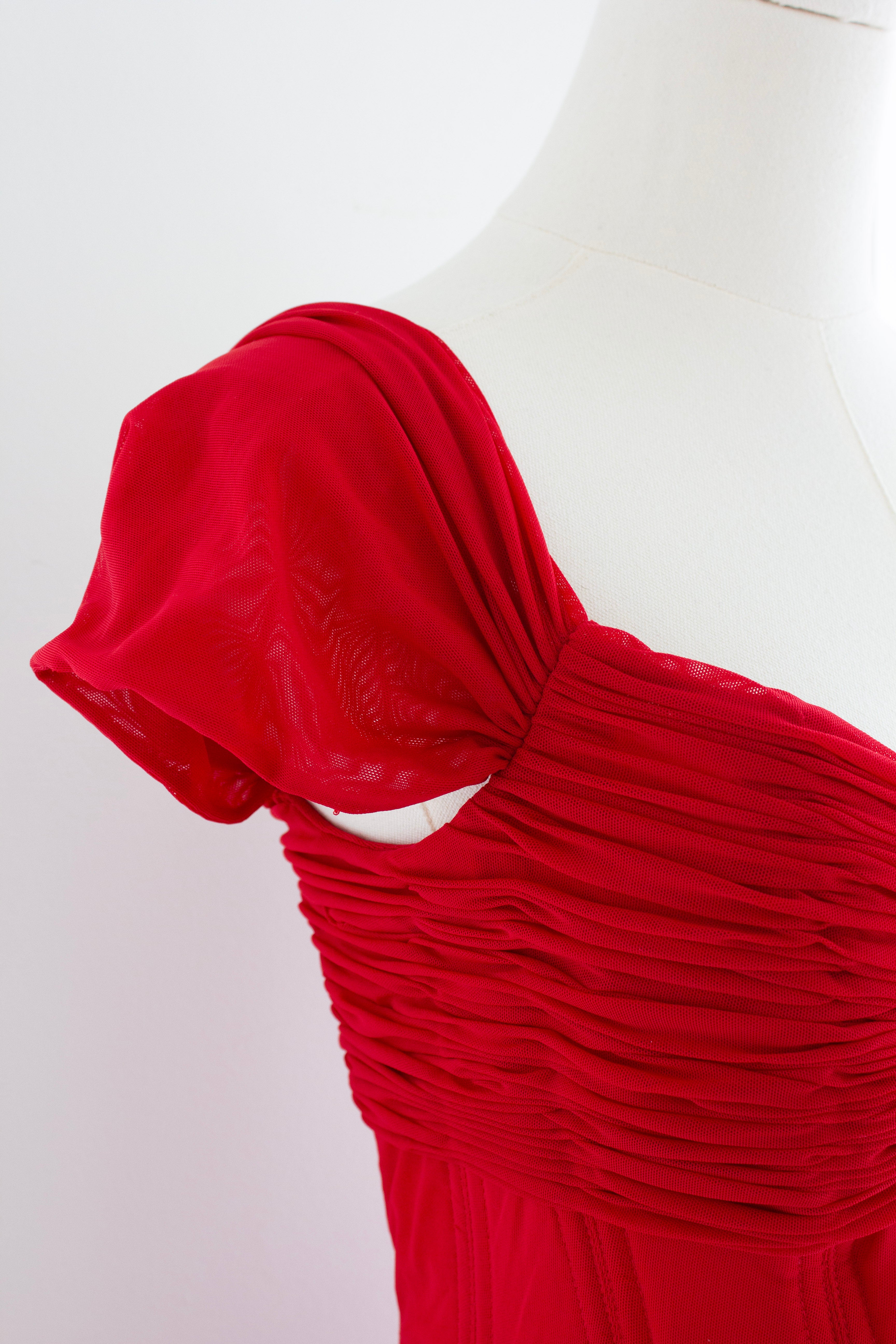Vicky Tiel Couture Vintage “Pretty Woman” 1987 Red Ruched Gown