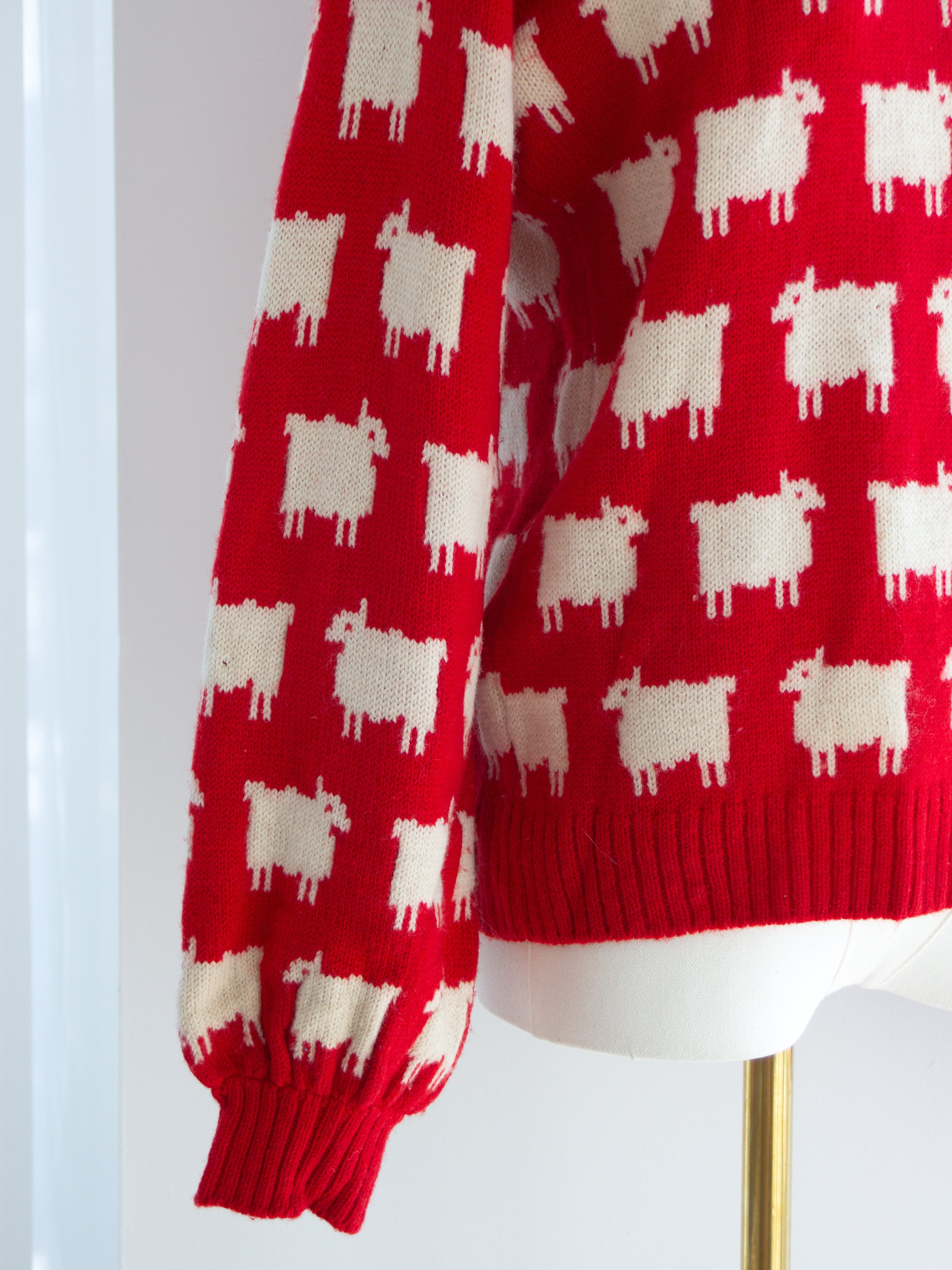 Warm&Wonderful 1980s Princess Diana Black Sheep Red Vintage Sweater