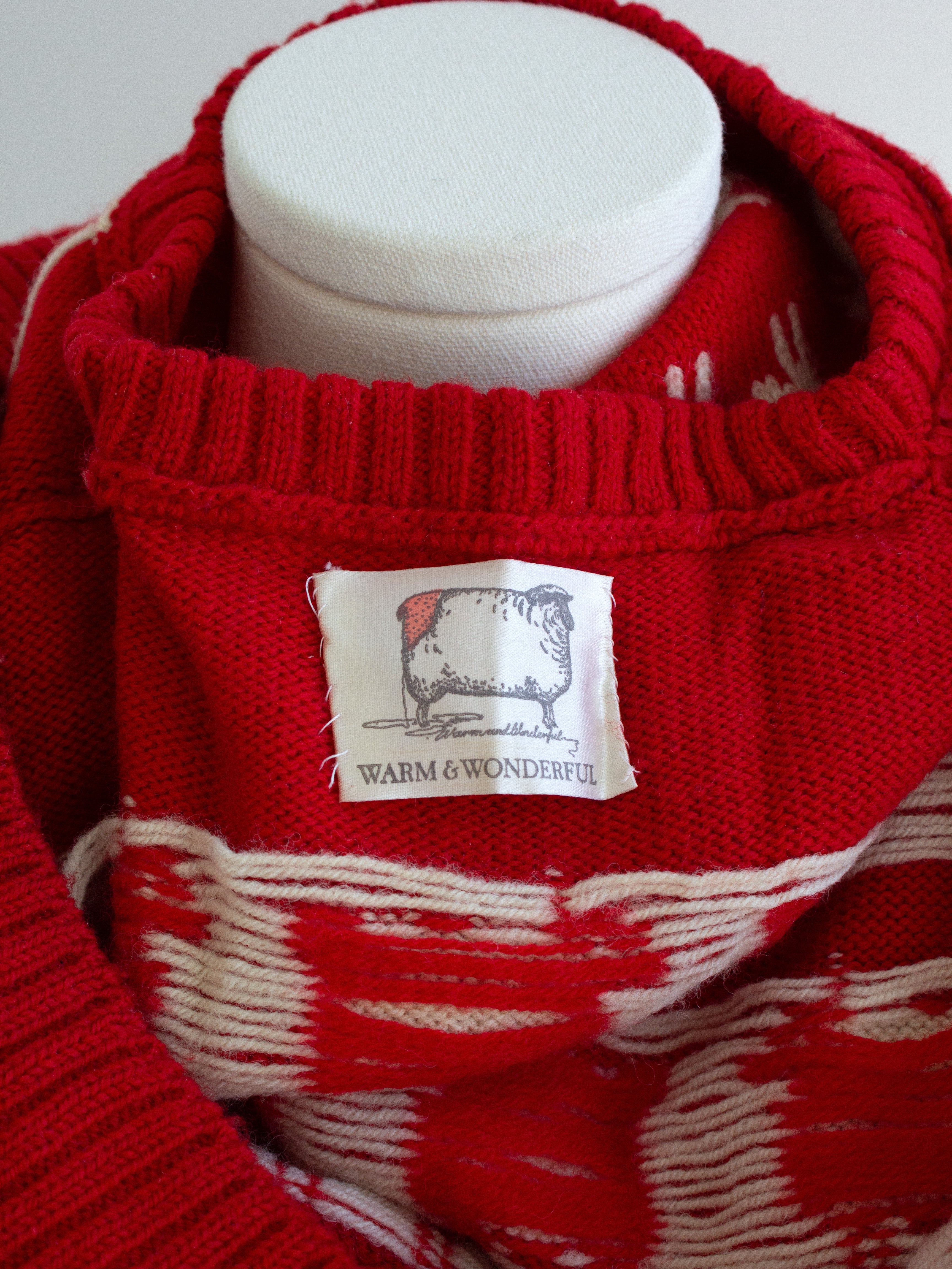 Warm&Wonderful 1980s Princess Diana Black Sheep Red Vintage Sweater