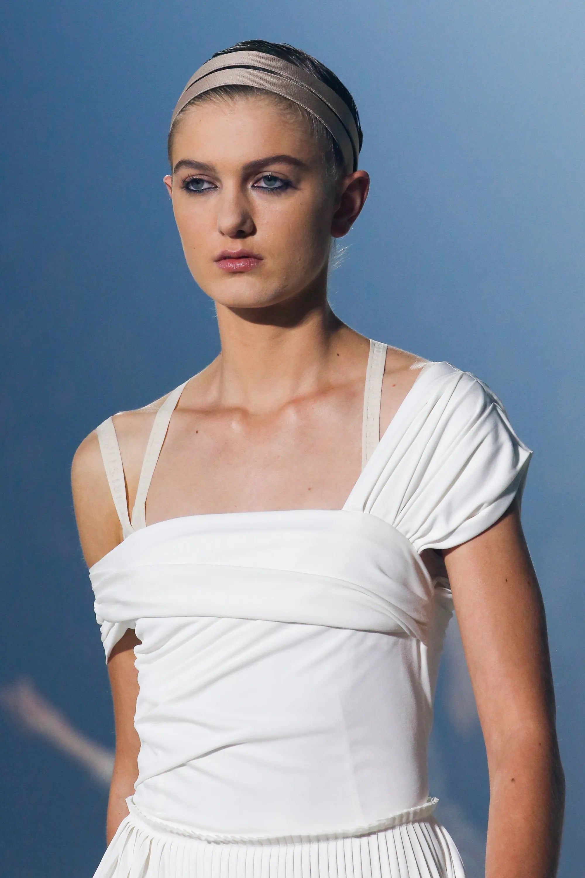 Christian Dior S/S 2019 Ballet White Draped Jersey Grecian Dress Gown