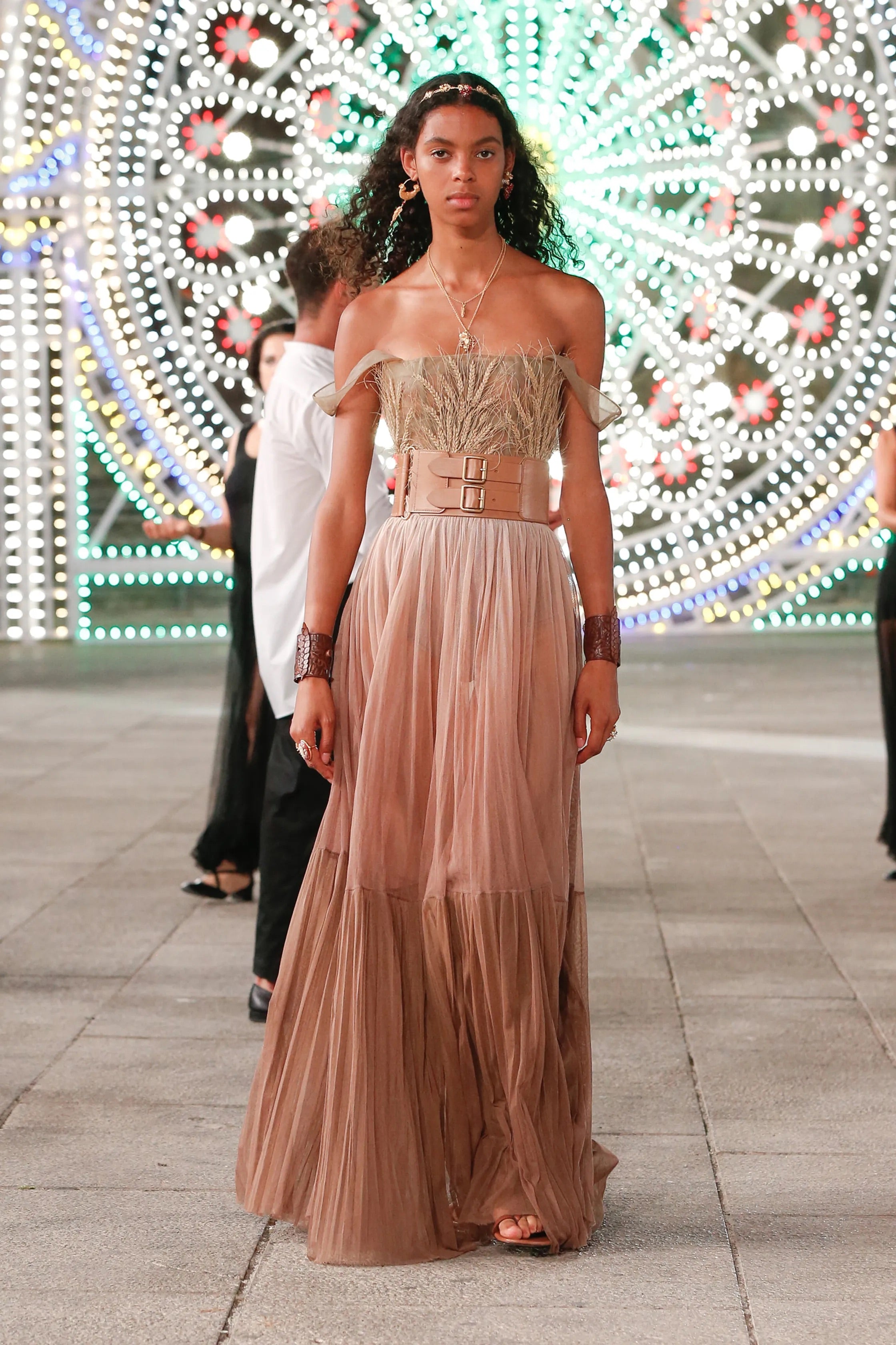 Christian Dior Cruise 2021 Puglia Italy Wheat Appliqué Tulle Crop Top