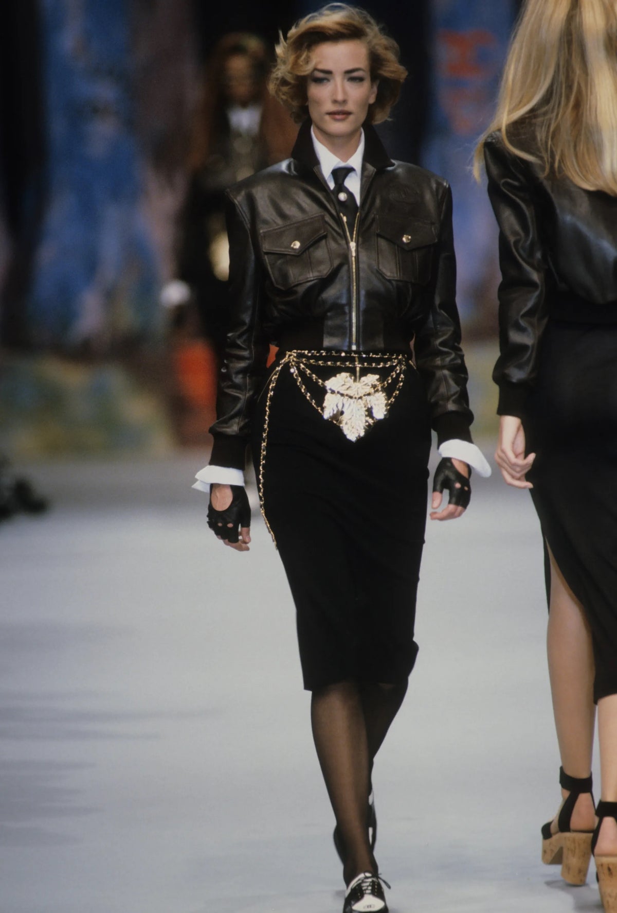Chanel Spring/Summer 1992 Brown Lambskin Leather Bomber Jacket