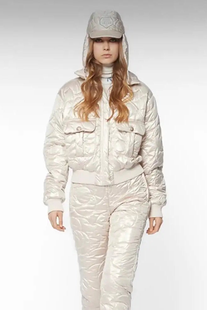 Chanel Coco Neige 2018 Iridescent Gold Camellia 18B Puffer Down Jacket