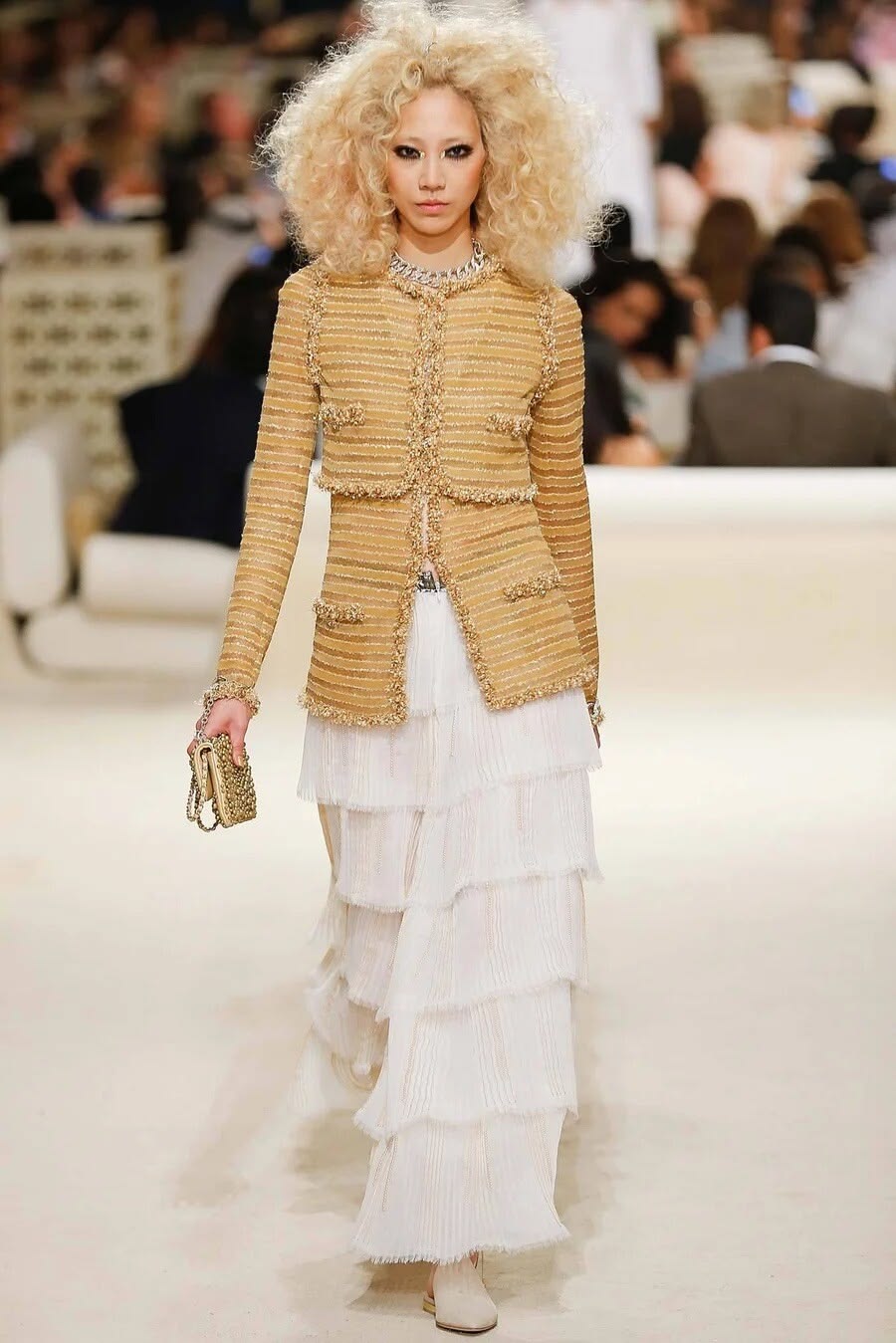 Chanel Cruise 2015 Dubai Gold Pearl-Embellished Lambskin Mini Flap Bag